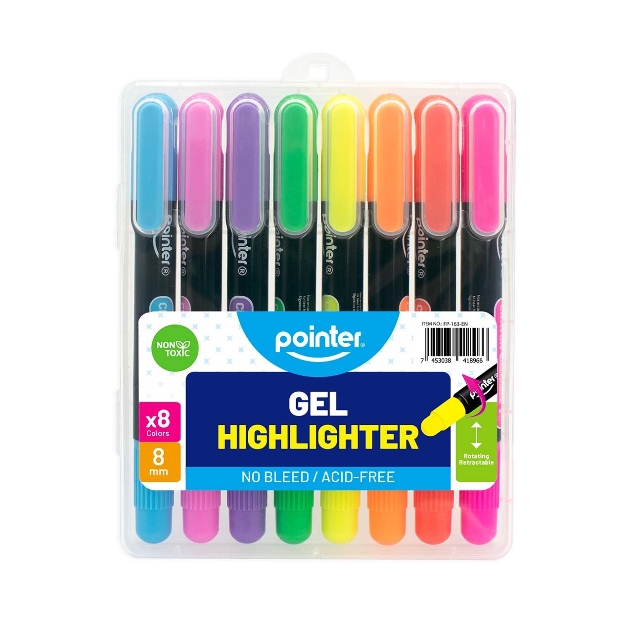 GEL HIGHLIGHTERS RETRACTABLE CRAYONS, SET OF 6 COLORS 618