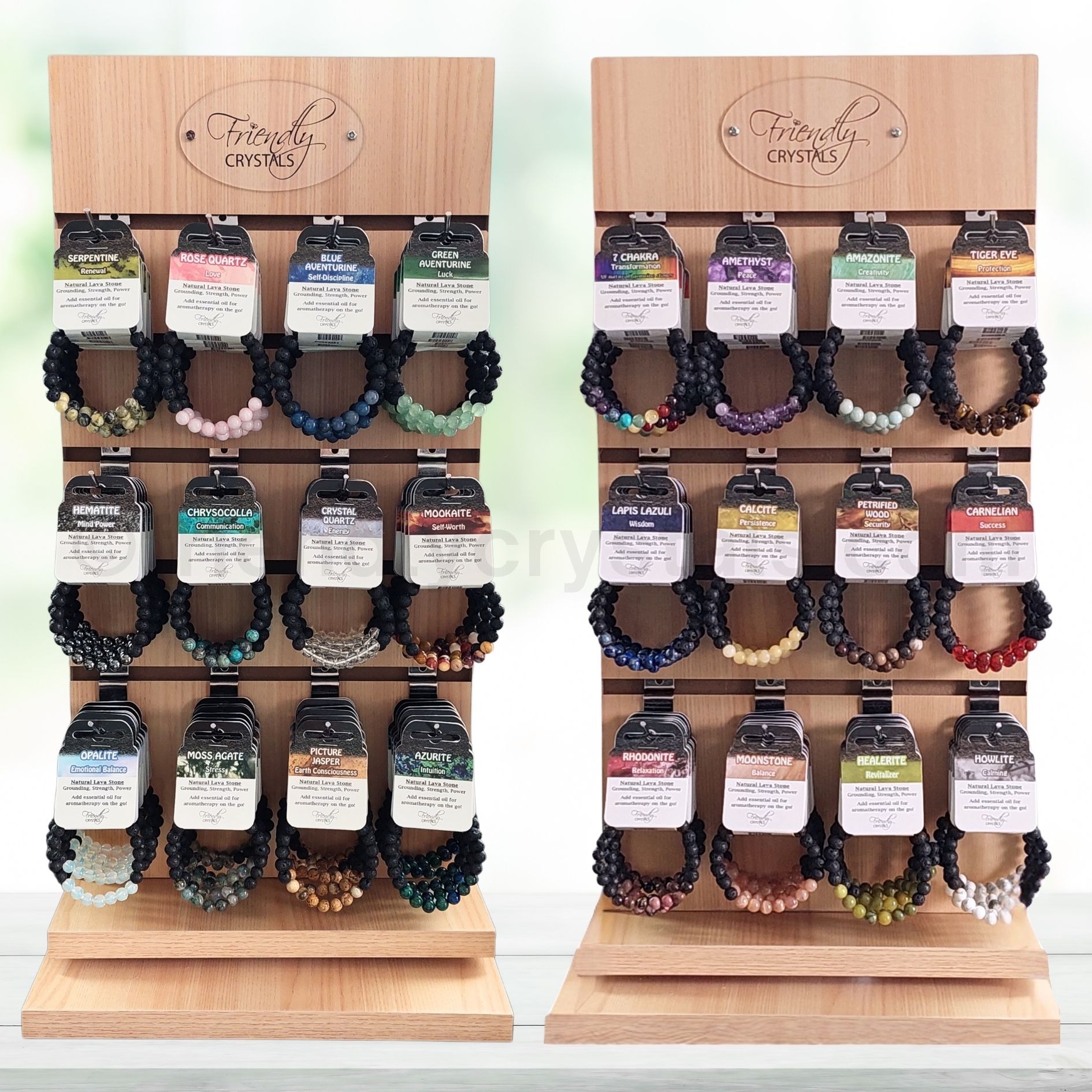 Lava Aromatherapy Bracelets Combo Pack: 144 Lava Aromatherapy Bracelets 8mm & Free Rotating Display Stand! 976