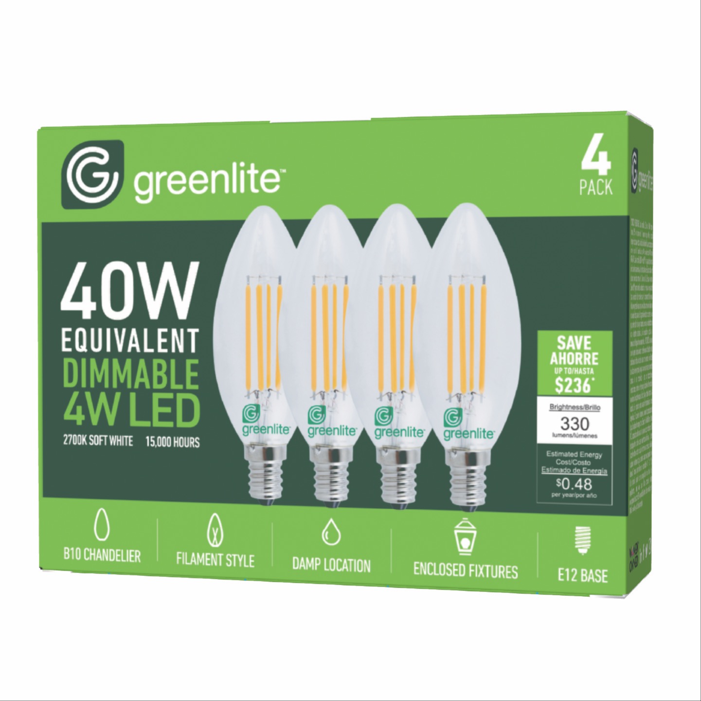 4W LED Candelabra Bulb (4-Pack) 1478