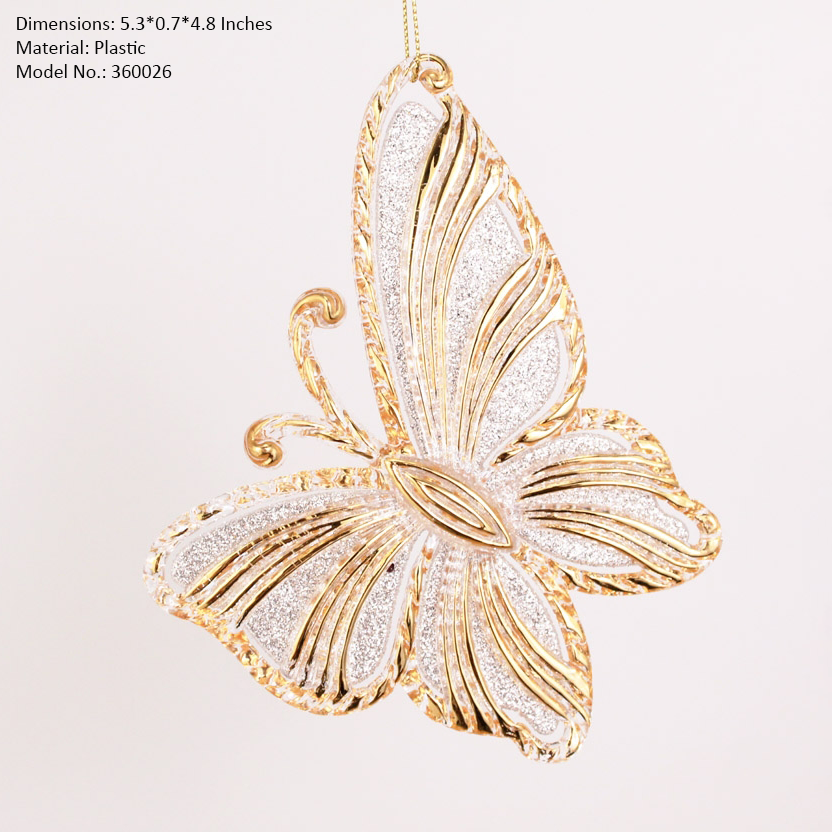Plastic Gold & Silver Butterfly Ornament 1548