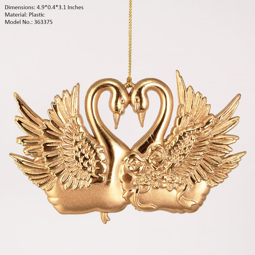Plastic Gold Double Swan Ornament 1549