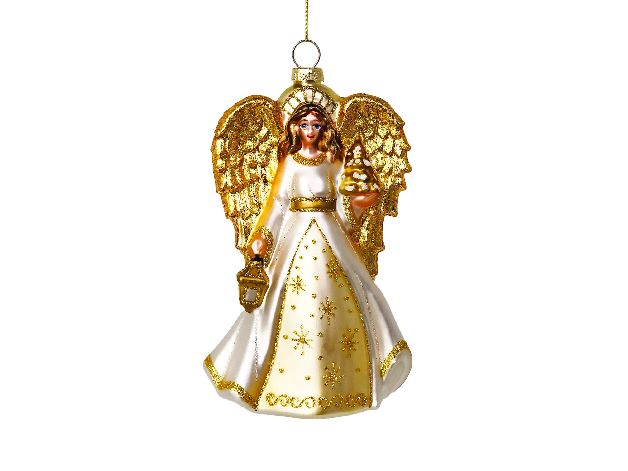 Blown Glass Angel with Christmas Tree Ornament 1754