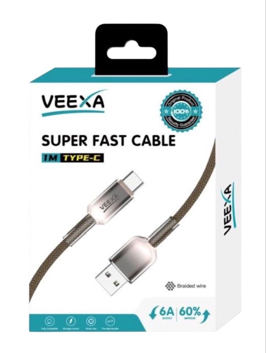 Veexa Brown Woven Usb-Tc Super Fast Cable 406