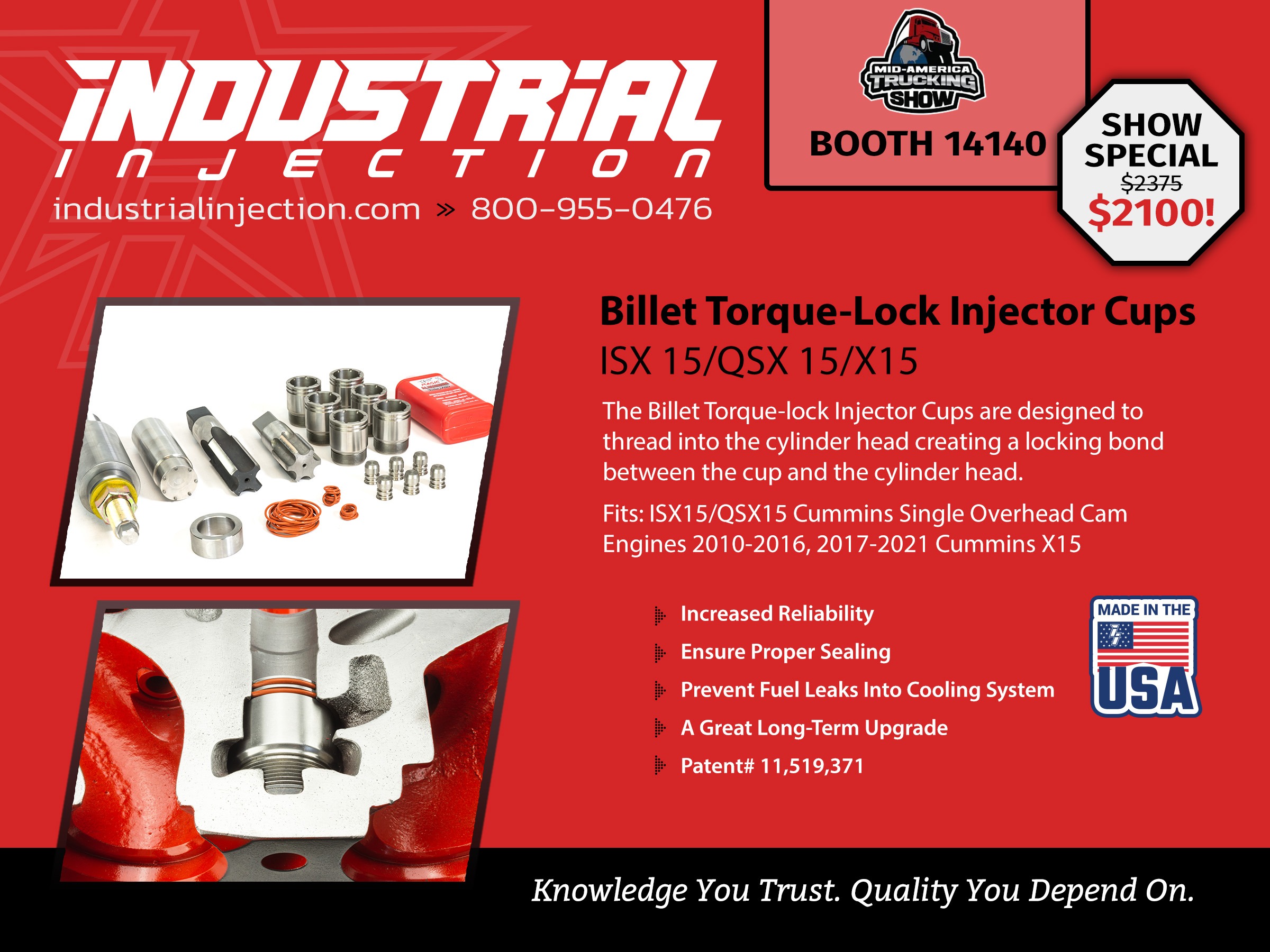 $275 OFF - Billet Torque-Lock Injector Cups ISX 15/QSX 15/X15 211
