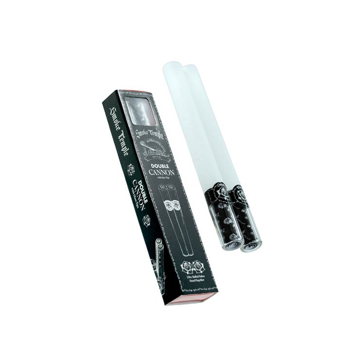Display Box - Smoke Temple Pre-Rolled Double Cannon with Glass Tips - Refined White [20 Packs per Case - 1 Double Cannon per Pack] 26