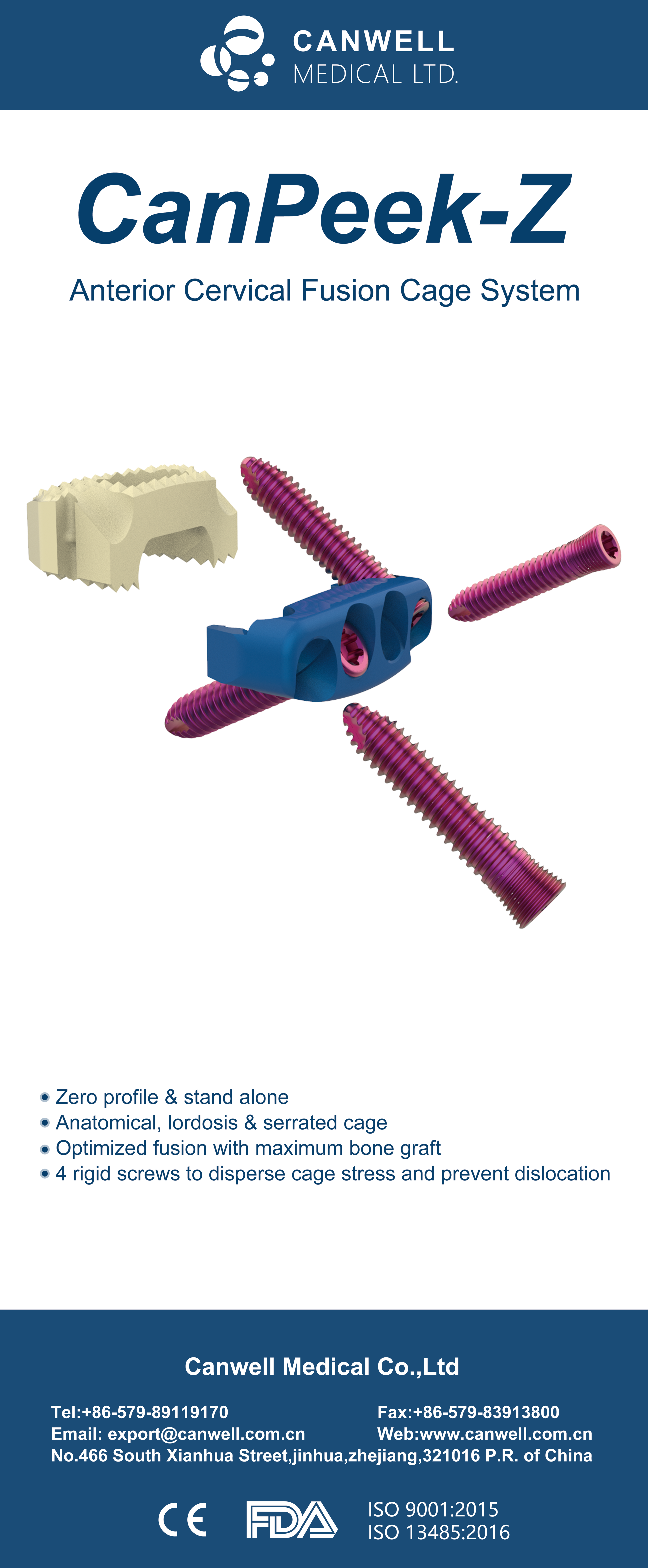 CANWELL Spinal Cage, Orthopedic Implants, Cervical PEEK zero Cages 52