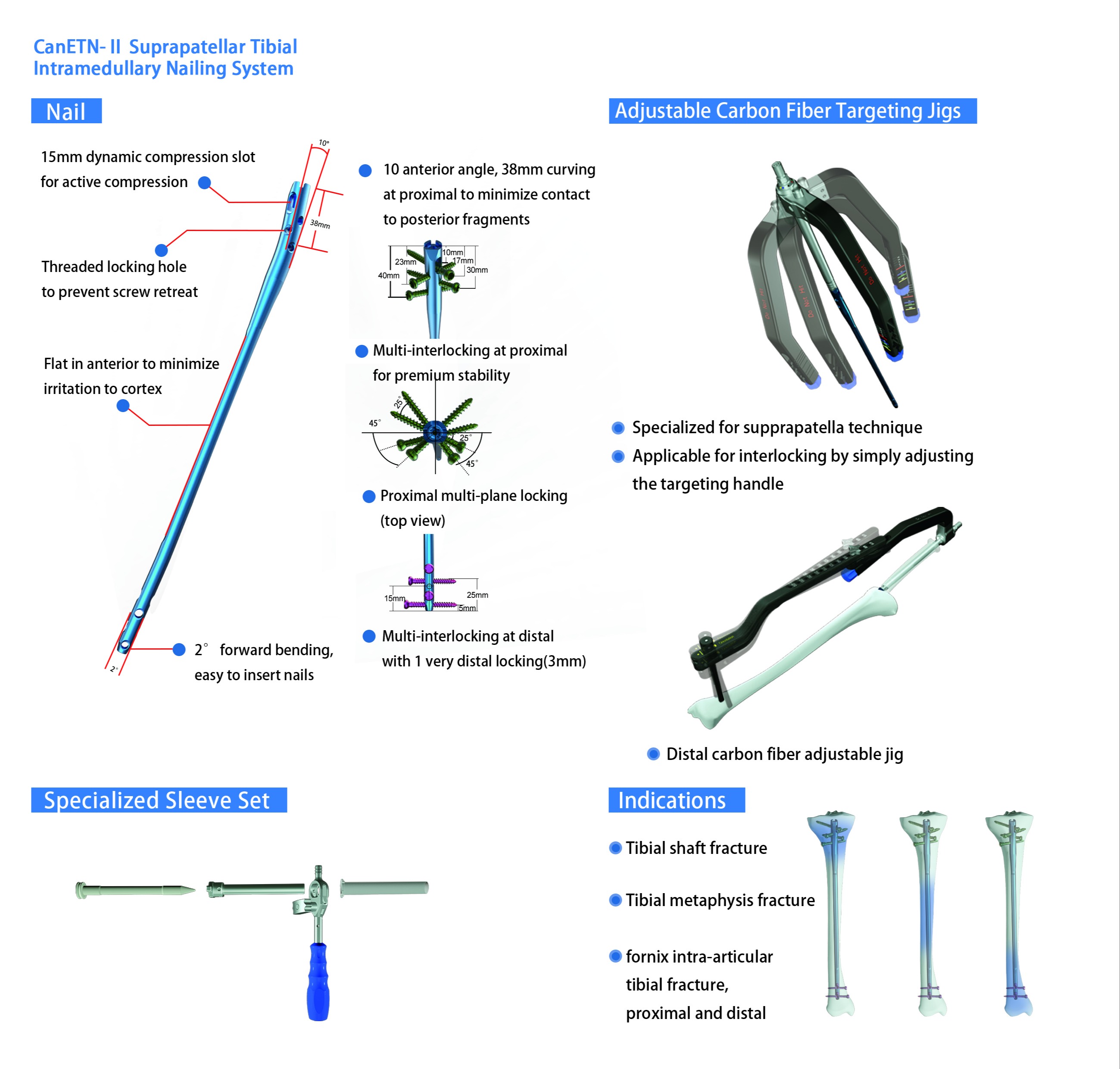 CANWELL Titanium Tibial Interlocking Nail Orthopedic Trauma Implant 53