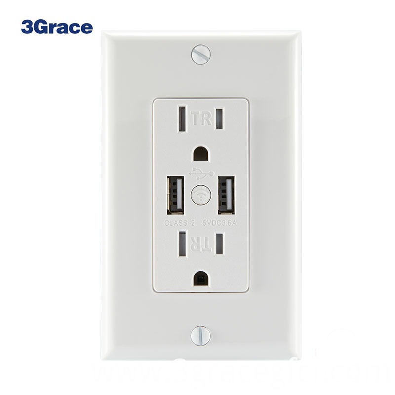 USB Smart WIFI outlet with 15A 125V TR 3.6A 5V DC 427