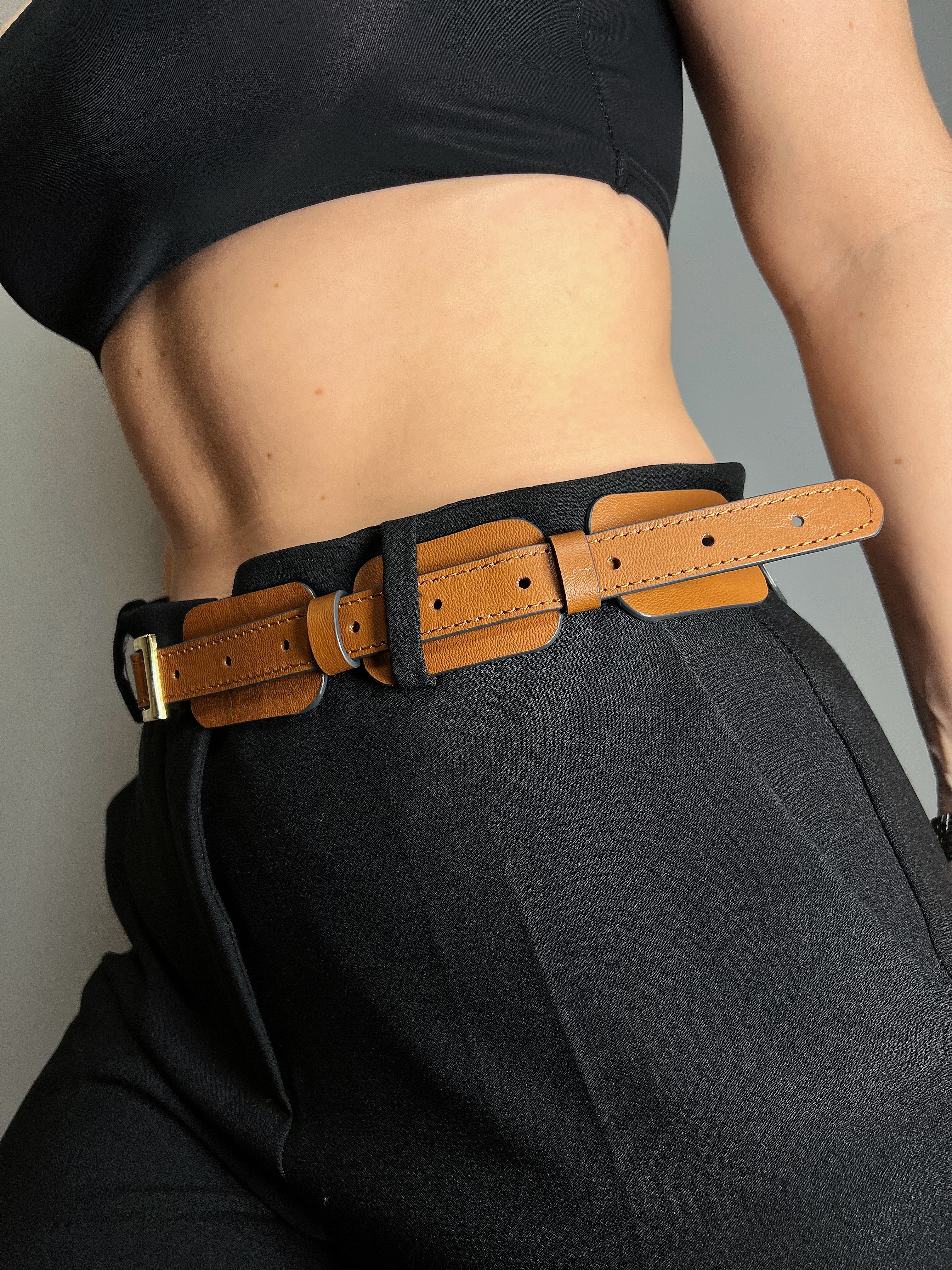 Leather belts- Geometrical & modular  ANA LAVERDE  Signature ! 1215