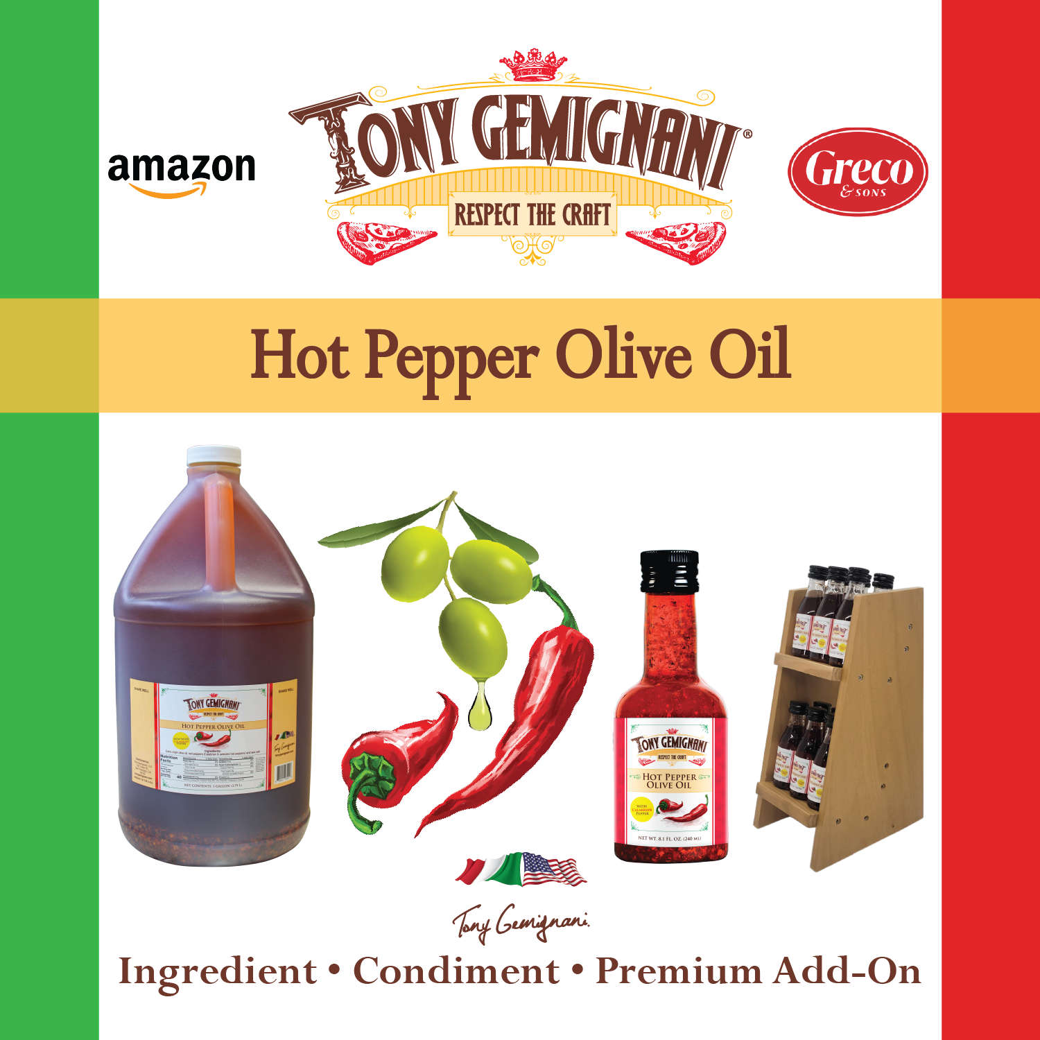 Tony Gemignani Hot Pepper Olive Oil 390