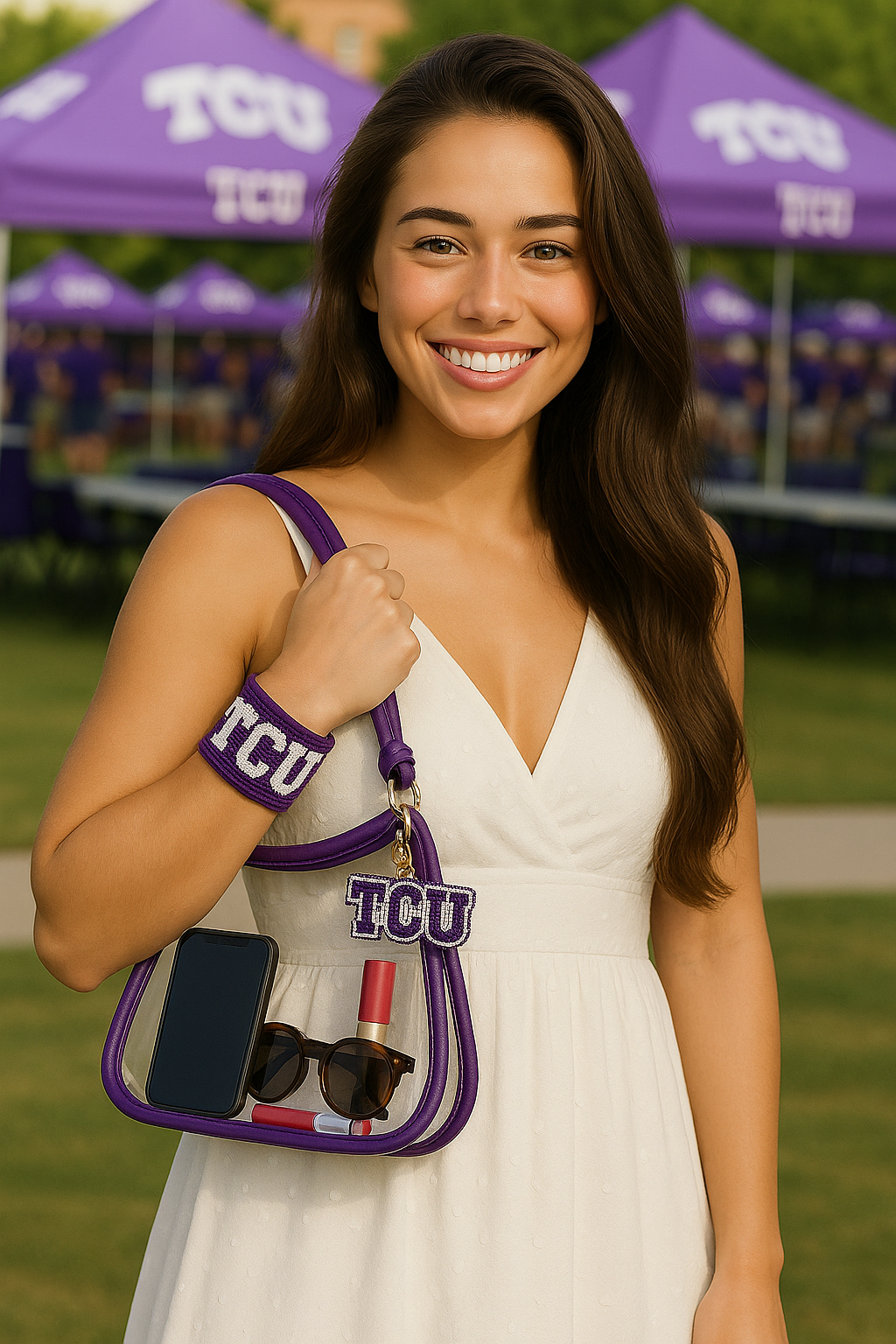 New Sara Clear Purse with Beaded Purse Charm 403