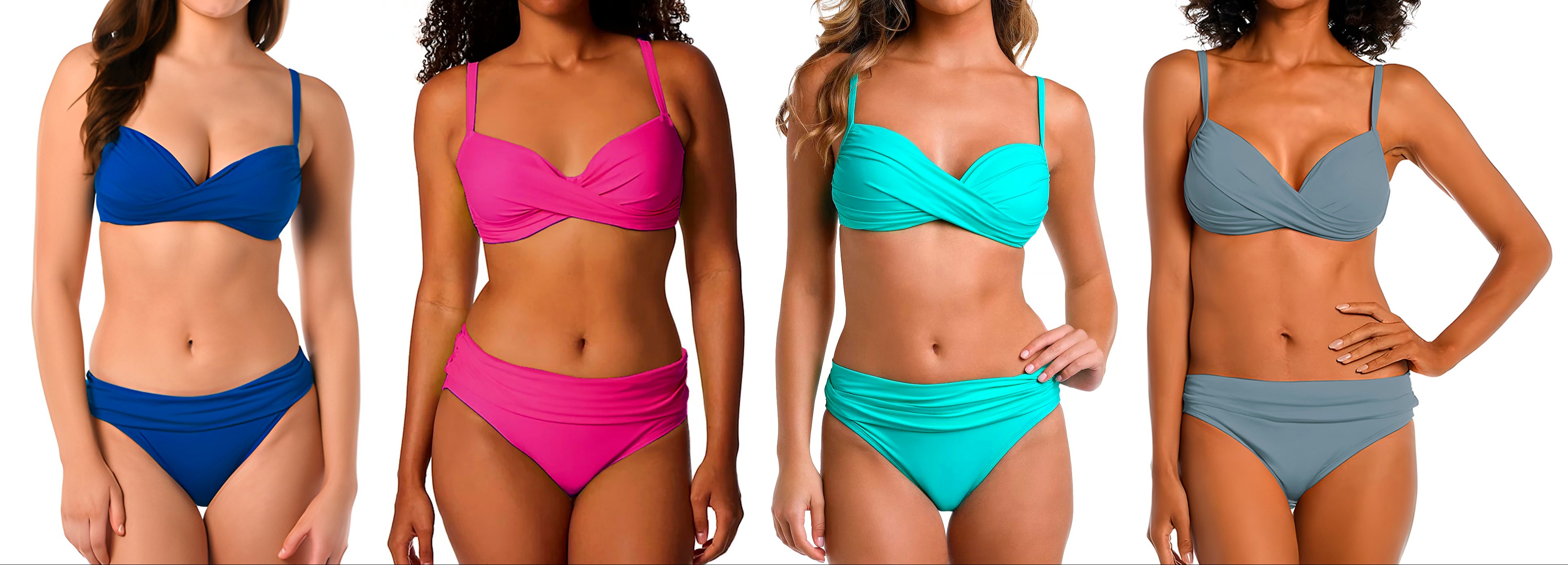 Women's Twist Front Bikini With Mid Rise Bottoms 150