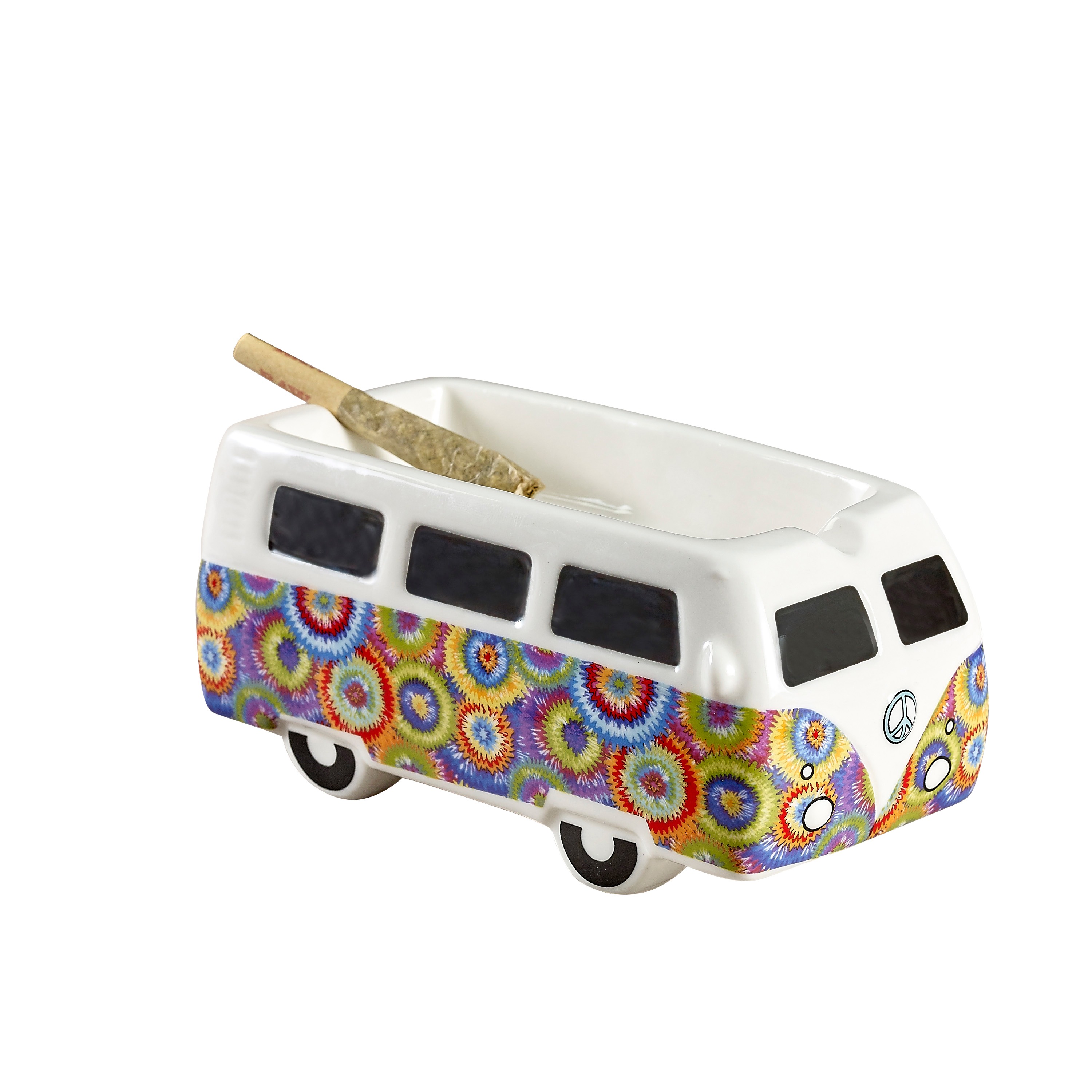 VINTAGE BUS ASHTRAY - COLORFUL FLOWER BURST DESIGN 74