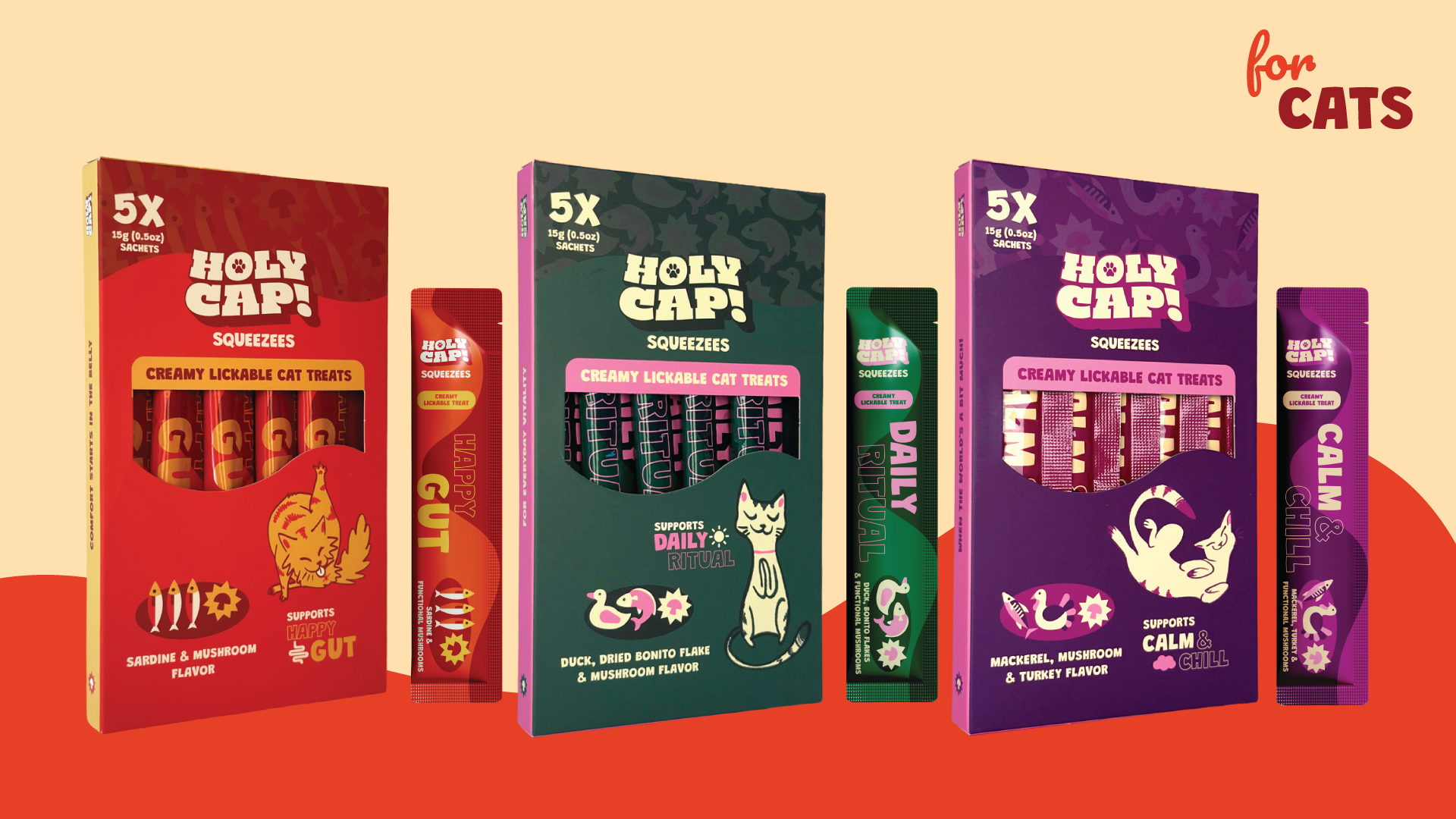 HOLY CAP Squeezees - Functional Lickable Treats for Cats 1026