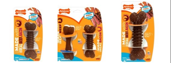 Nylabone PUPPY Chew Toys Made with Real Bacon & Beef 332