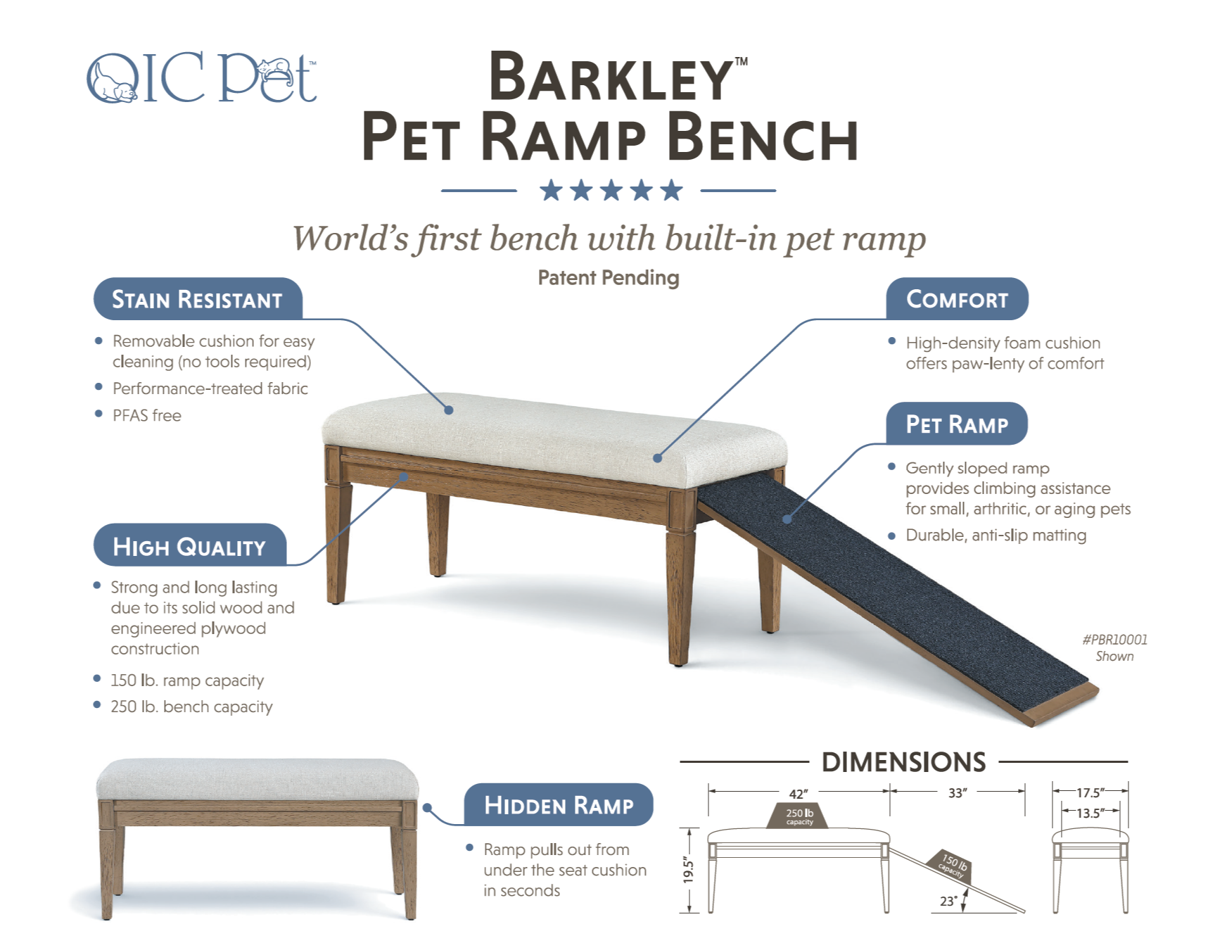 Barkley™ Pet Ramp Bench 789