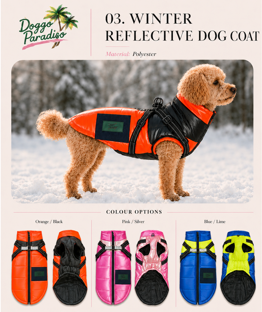 Doggo Paradiso WINTER REFLECTIVE DOG COAT 936