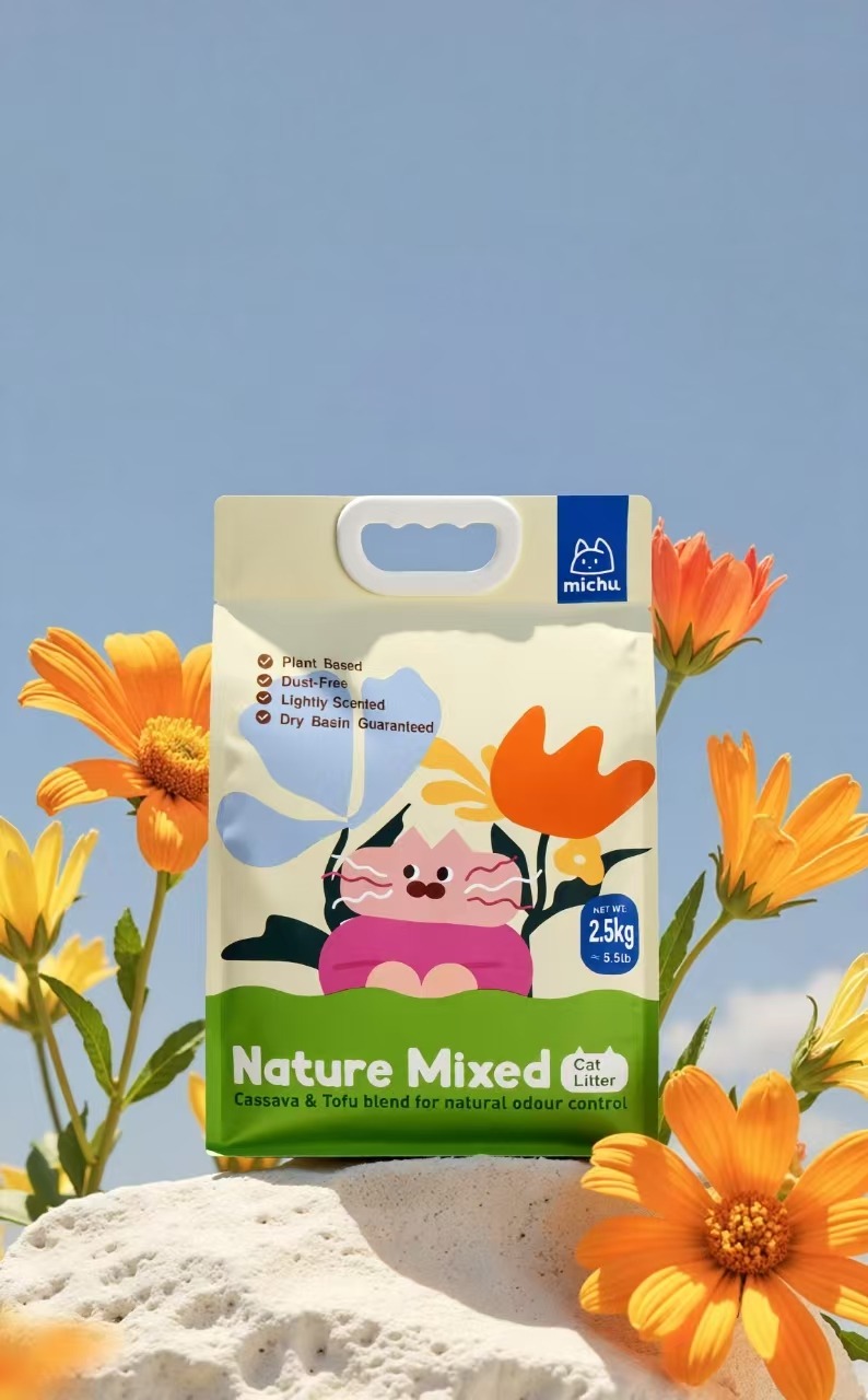 Michu NatureMix Plant Cat Litter –Tofu & Cassava Blend Litter 5.5lb/88oz 974