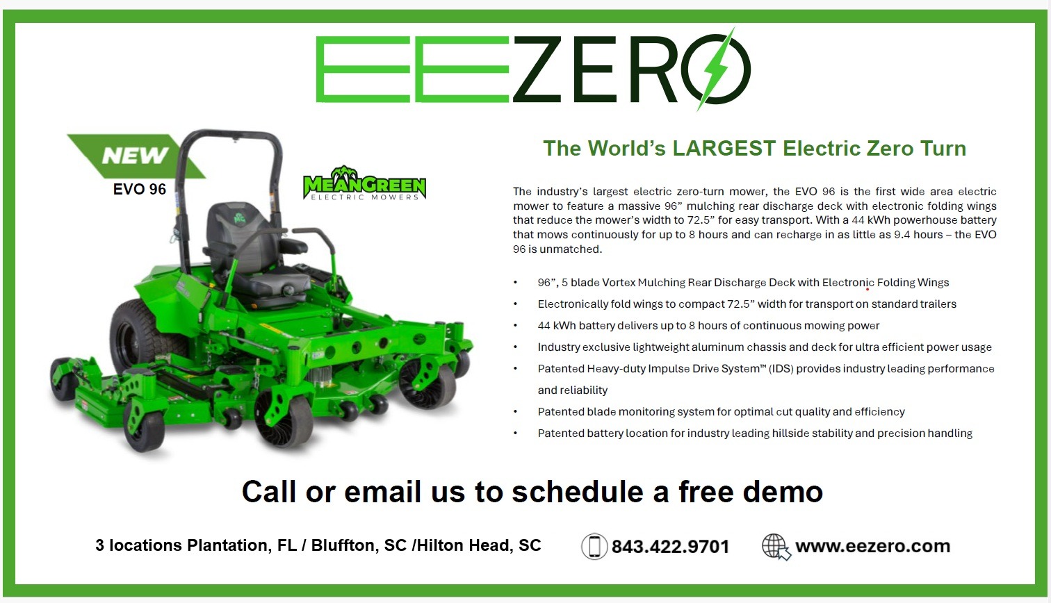 EE Zero- MeanGreen zero-turn electric mowers 98