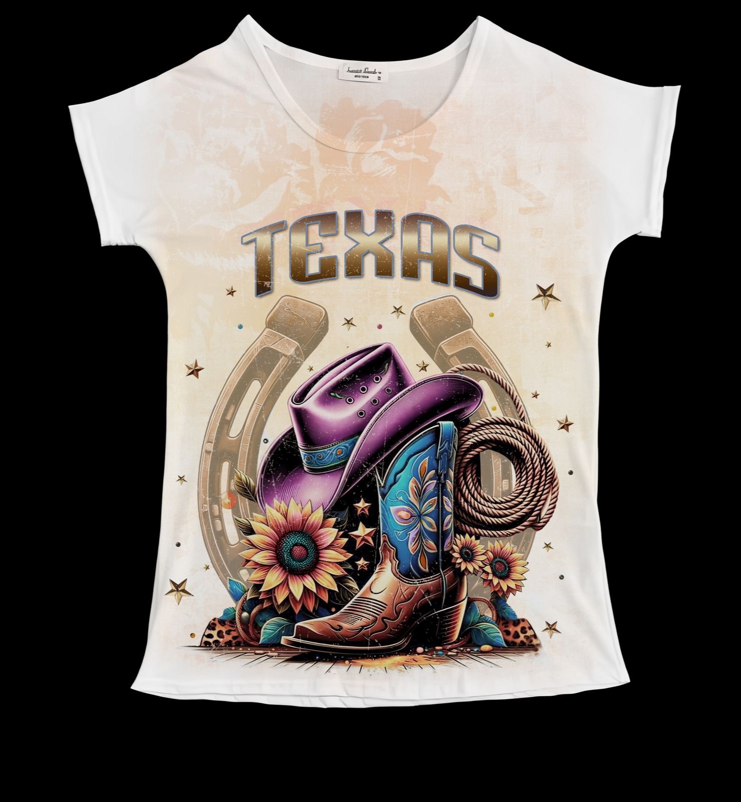 Cowgirl Boot W/ Horseshoe & Texas in Gold 75