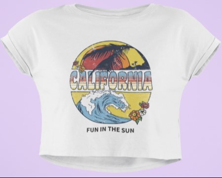 Retro Fun In The Sun, Big Wave Cropped Tee 76