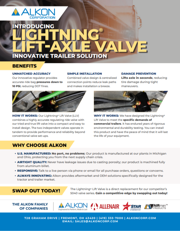 Alkon Corporation Lightning® Lift-Axle Valve Info Sheet 31