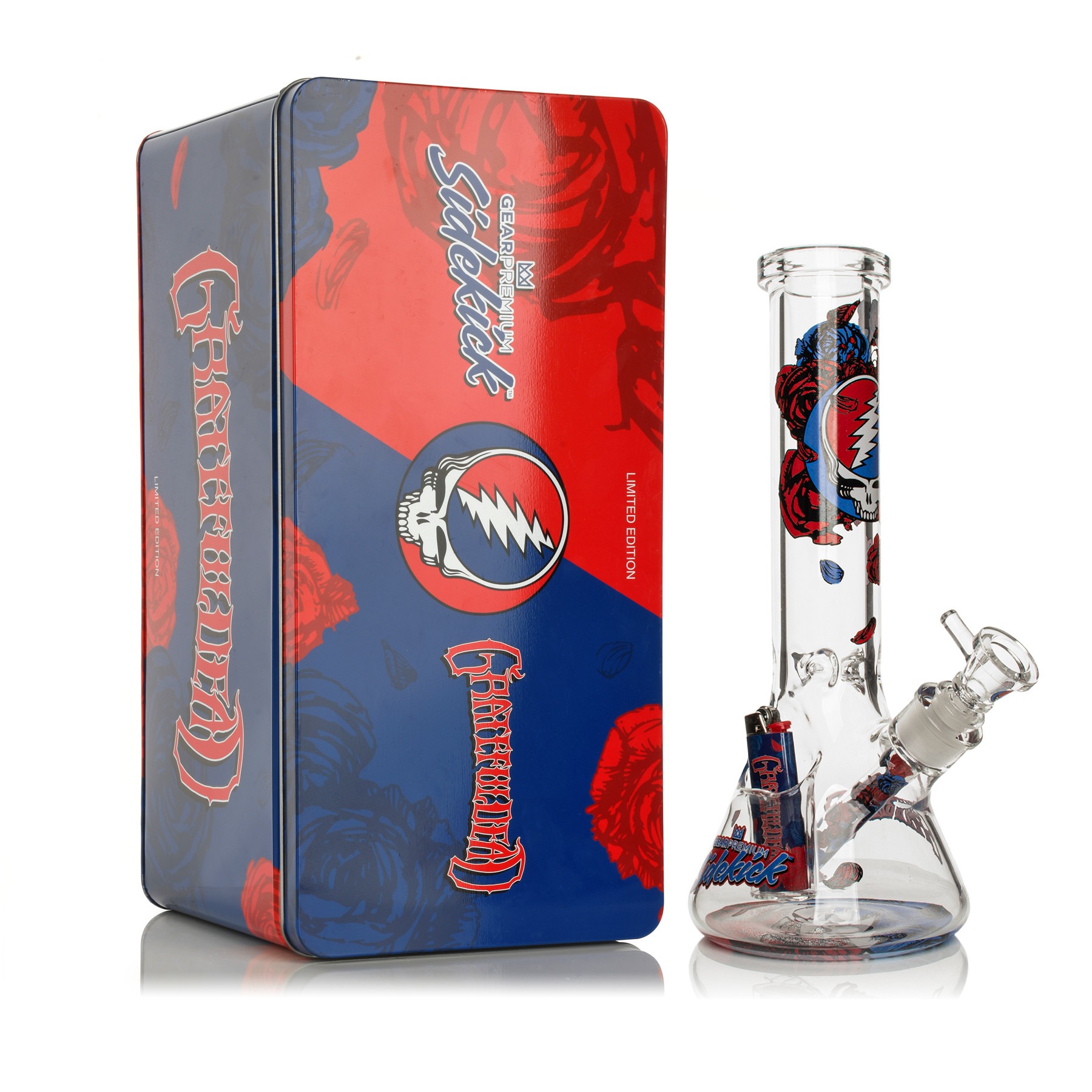 Grateful Dead x GEAR Premium® 12" 7mm Thick Steal Your Face Sidekick Water Pipe (Limited Edition of 420) 235