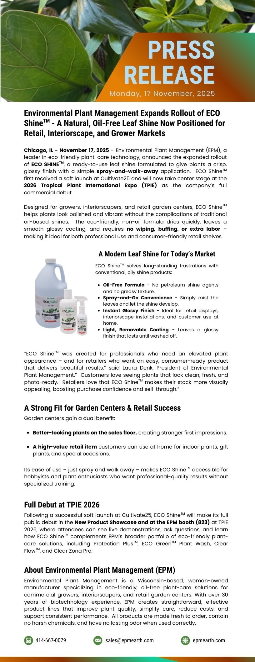 ECO Shine™ — Natural, Oil-Free, Spray-and-Go Leaf Shine 195