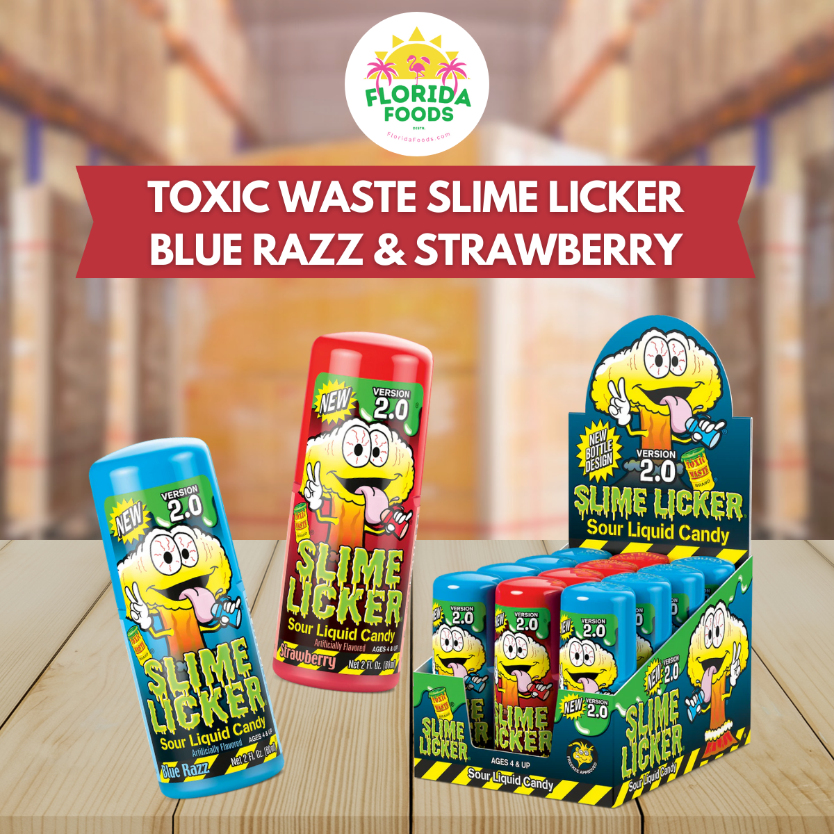 TOXIC WASTE SLIME LICKER BLUE RAZZ & STRAWBERRY 632
