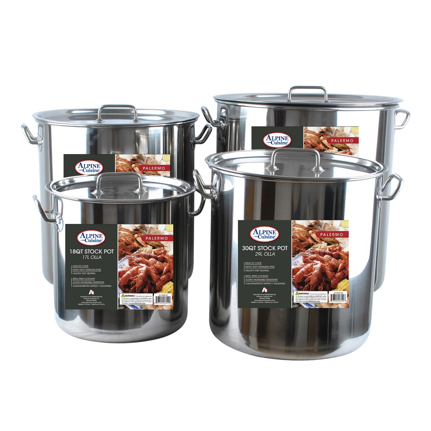 Alpine Cuisine SS Stock Pot Set-8pieces 1378