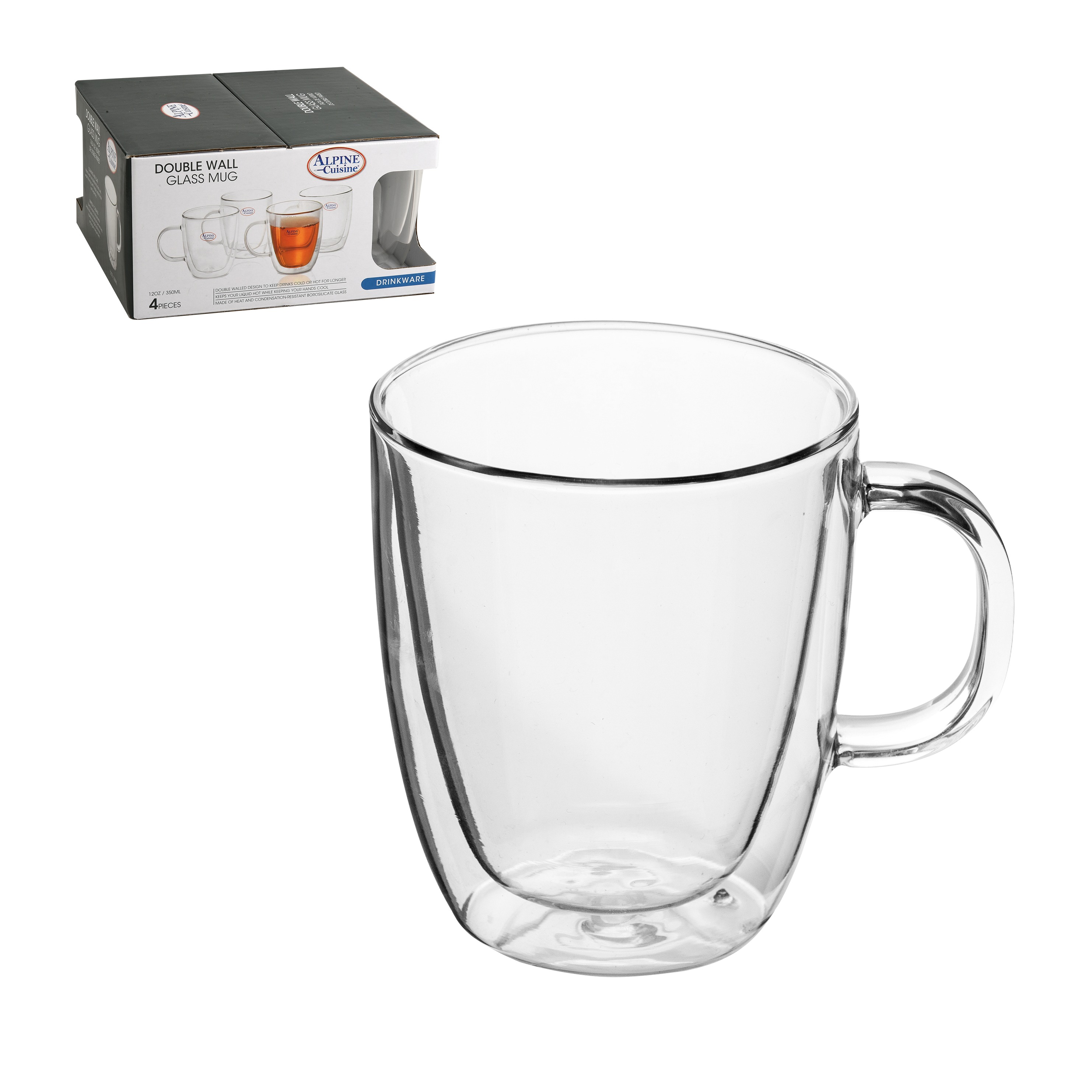 Alpine Cuisine Double Wall Mug -  4pc set 1380