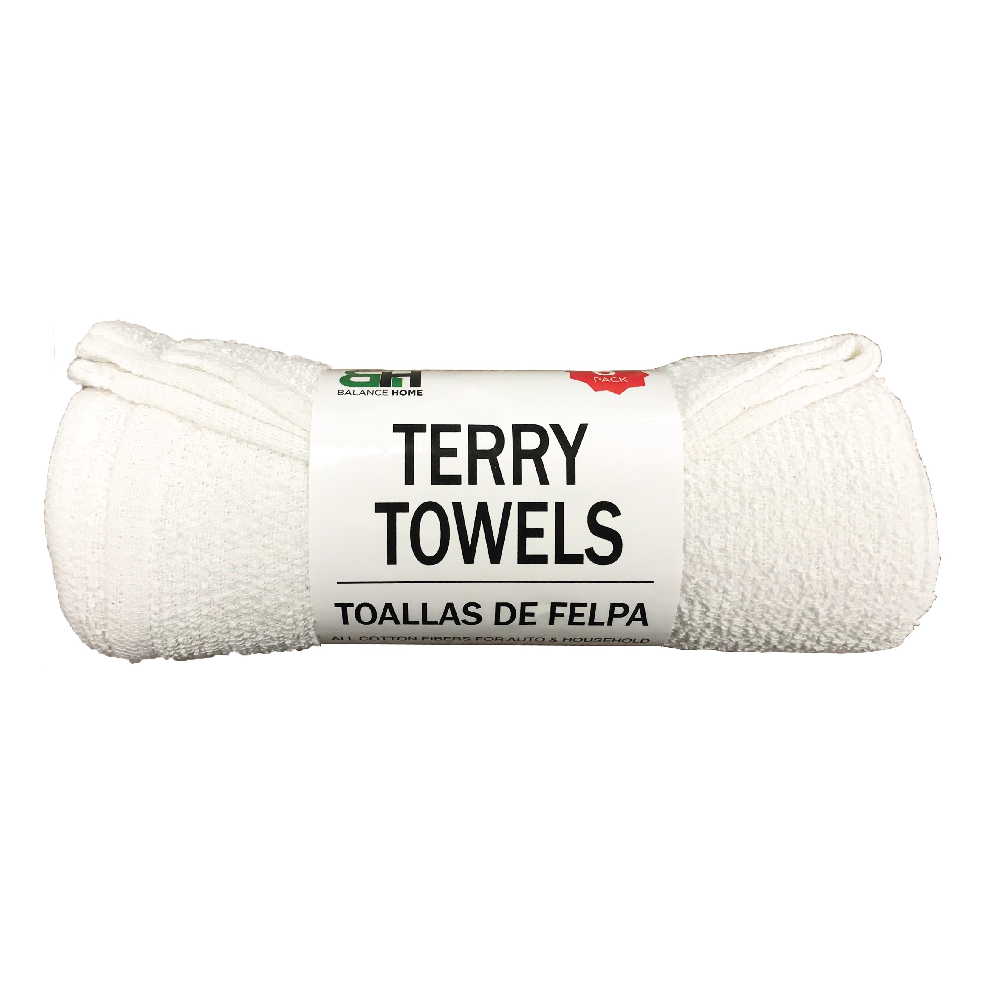 6pk Terry Towels - White (12pc case) 733