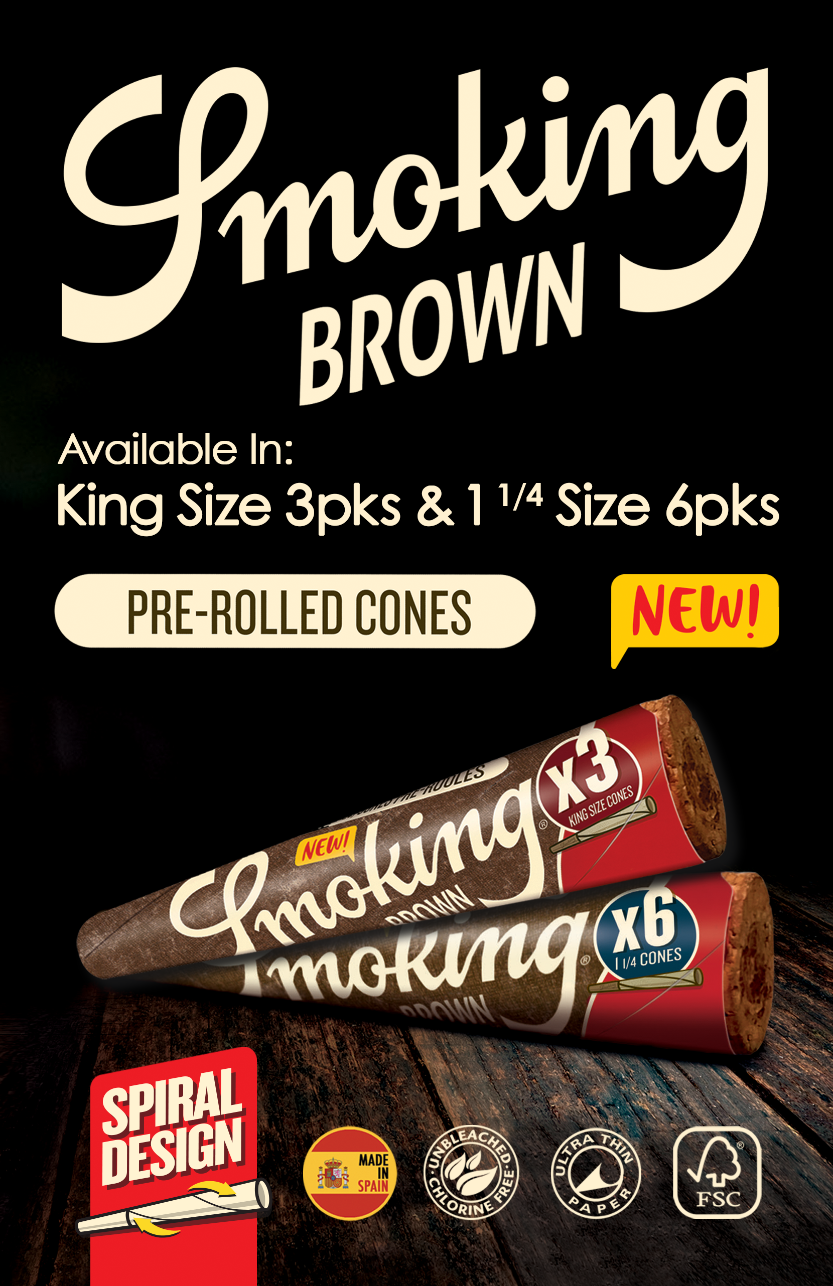 Smoking® Brown 3PK & 6PK Consumer Cones 982