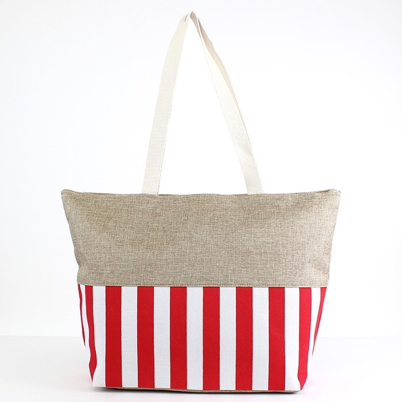JUTE TOP & STRIPES TOTE BAG 219