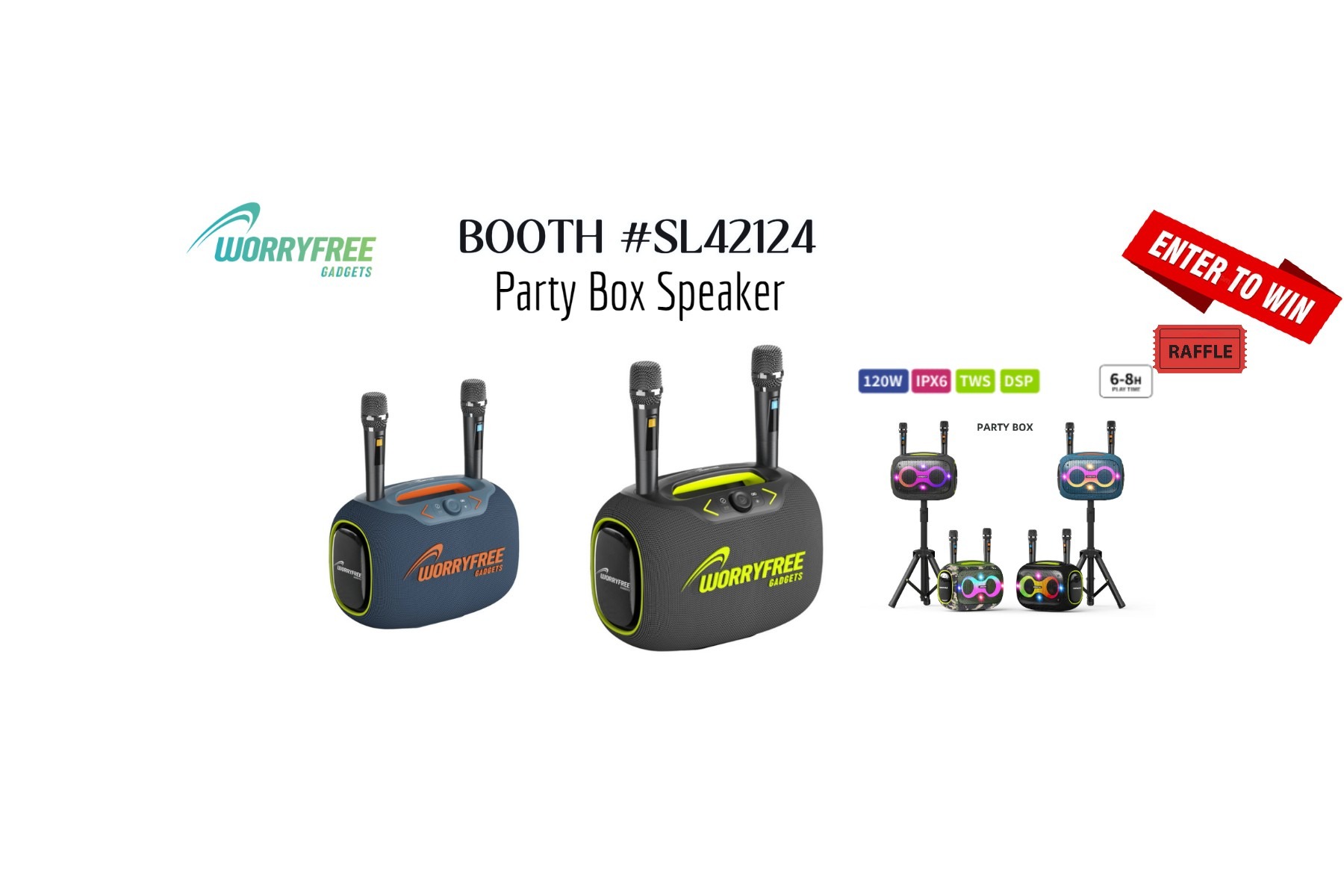 Enter to Win Party Box  Bluetooth Speaker with Two Microphones and Tripod 239