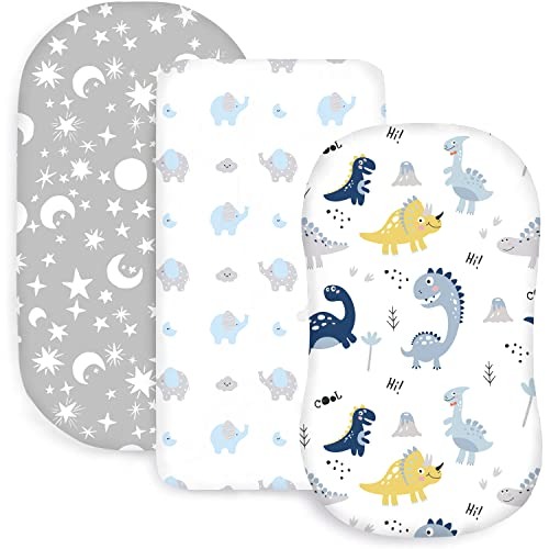 Fitted Bassinet Sheets for Baby Boys (Blue Dinosaurs) 277
