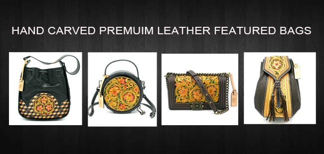 Hand Carved Leather Handbags 655