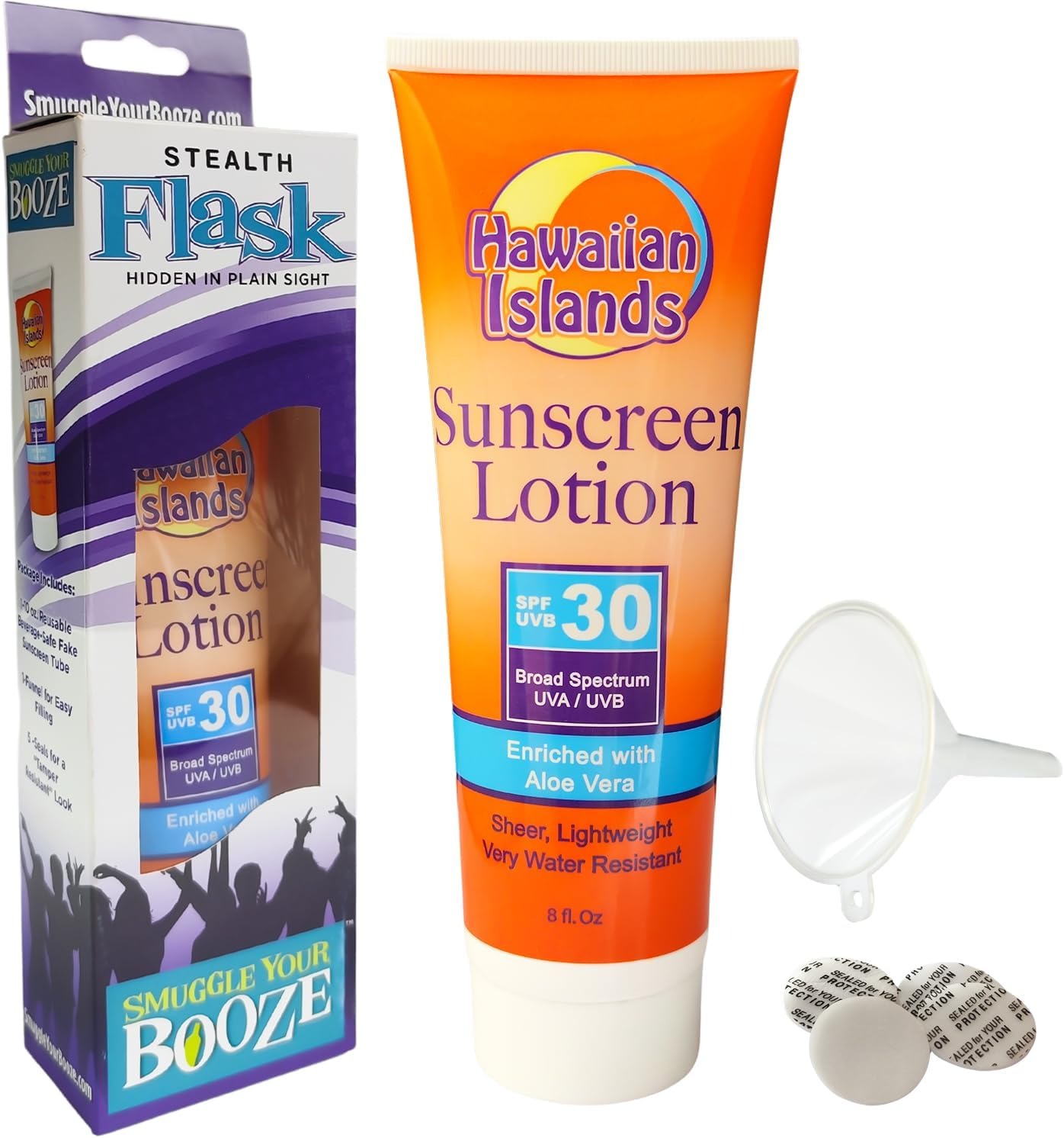 10 Oz SPF 30 Sunscreen Flask - Funnel & 5 Seals 769
