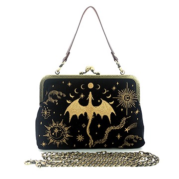 The Celestial Dragon Vintage Kiss Lock Bag in Linen Blended Material 1109
