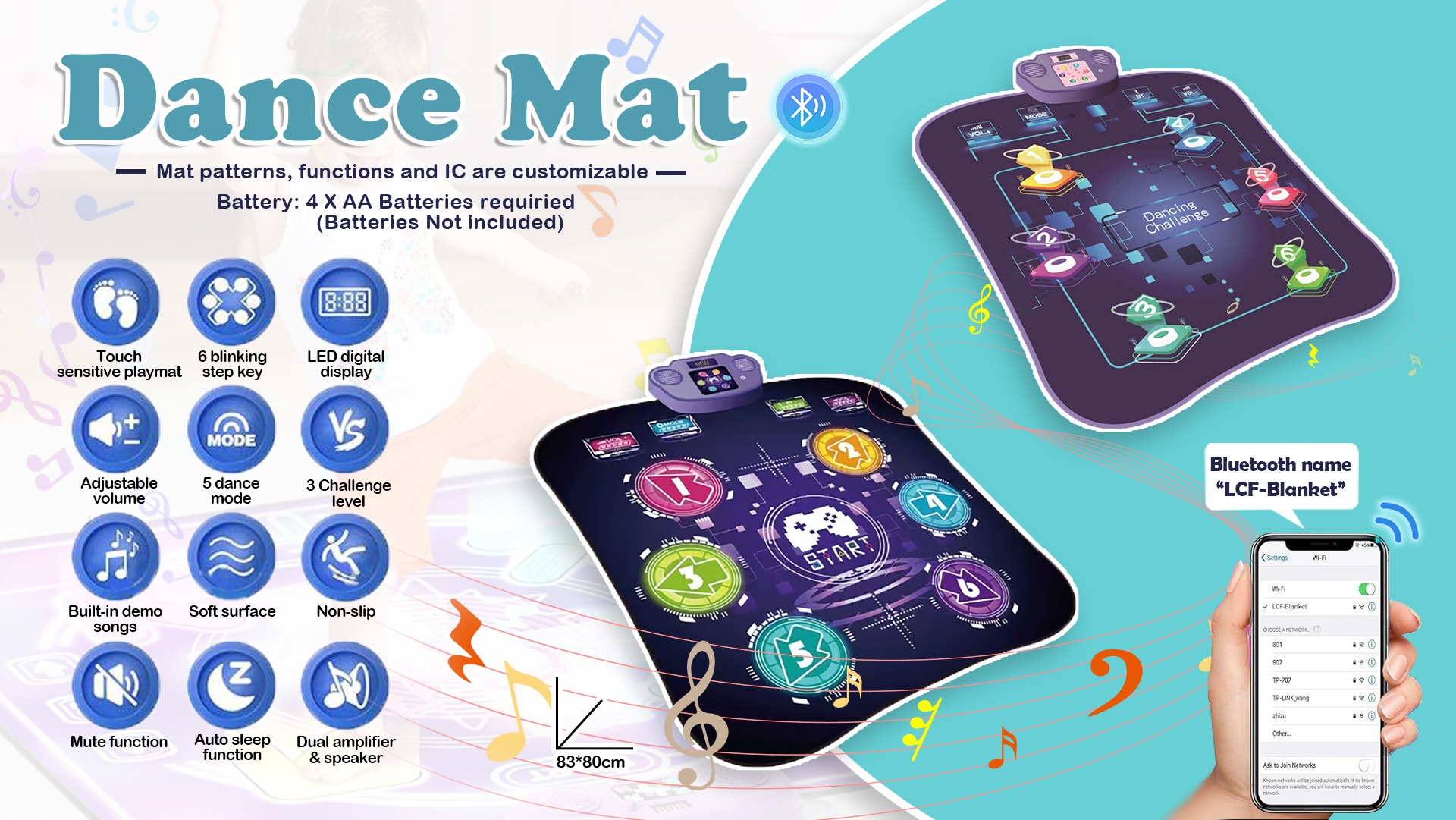 ASIS Dance Mat for Kids Electronic Dance Game Toy 1350
