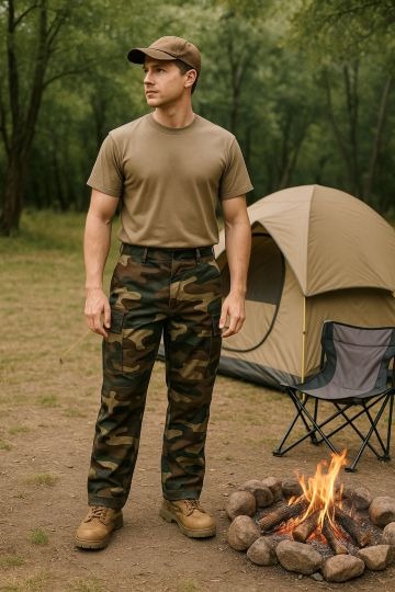 Renegade Sportswear Men’s Camouflage Cargo Pocket Pants w/Matching Belt 1562