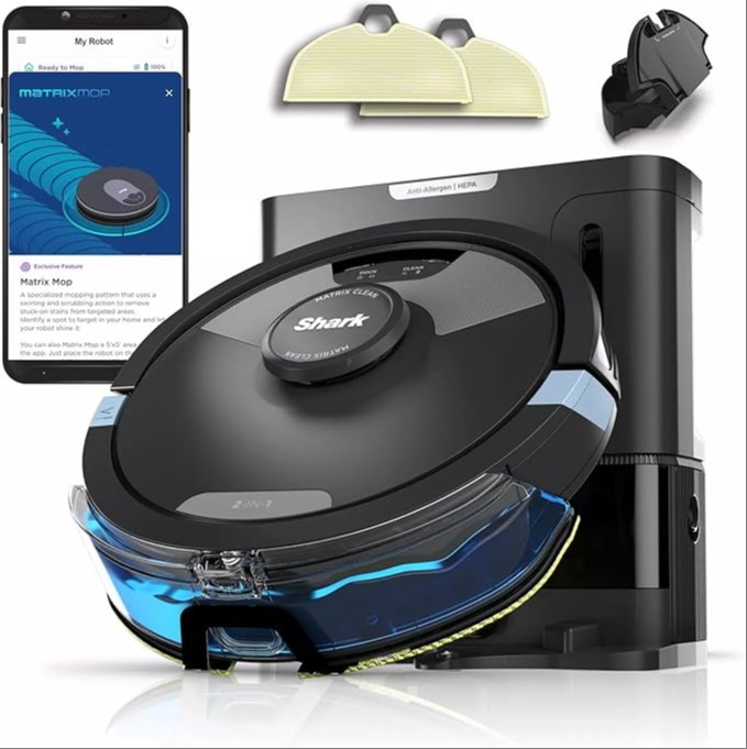 Shark RV2610WA AI Ultra 2in1 Robot Vacuum & Mop with Sonic Mopping, Matrix Clean, Home Mapping, HEPA Bagless Self Empty Base, CleanEdge Technology, fo 1775