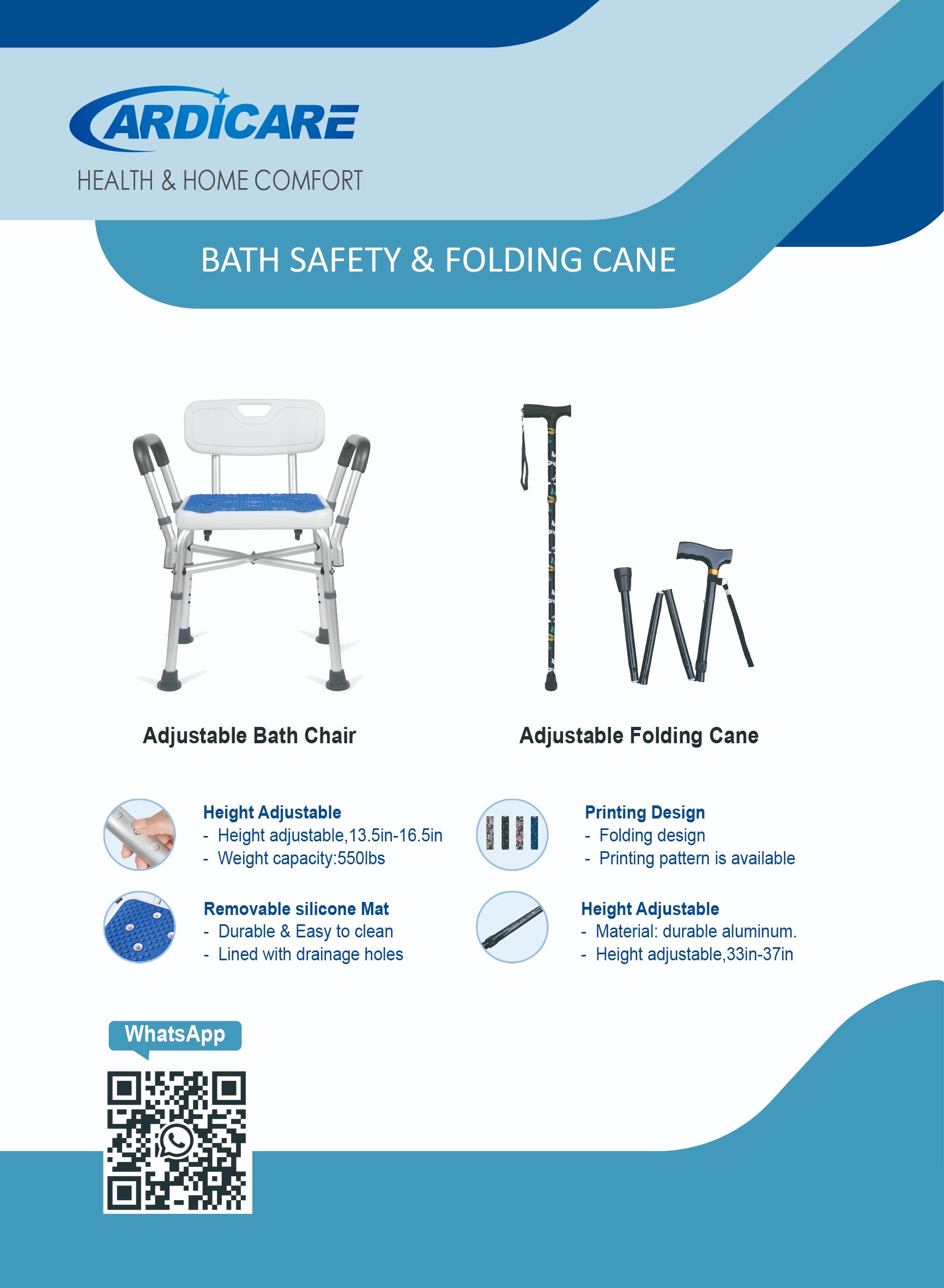 Bath Safety & Folding Cane 1878