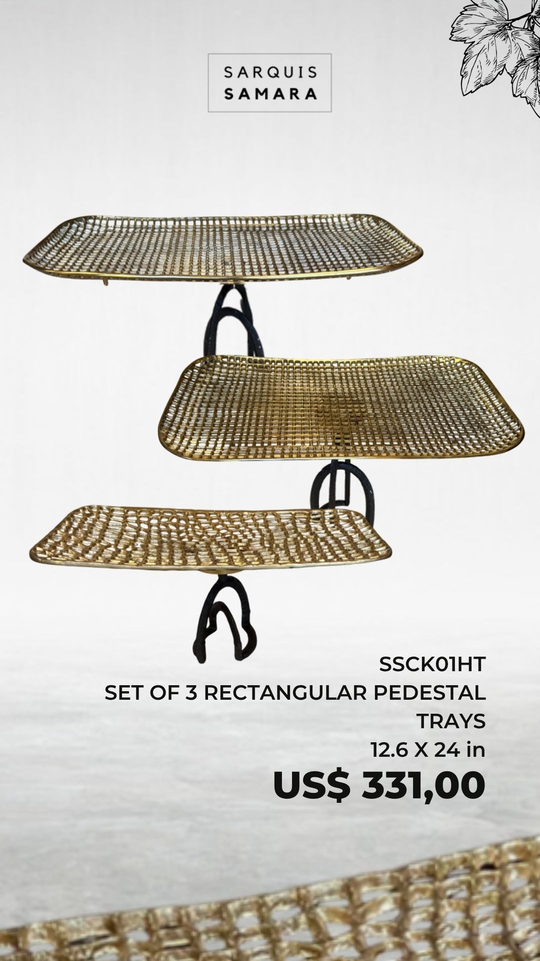 Set of 3 Rect. Pedestal Trays 516