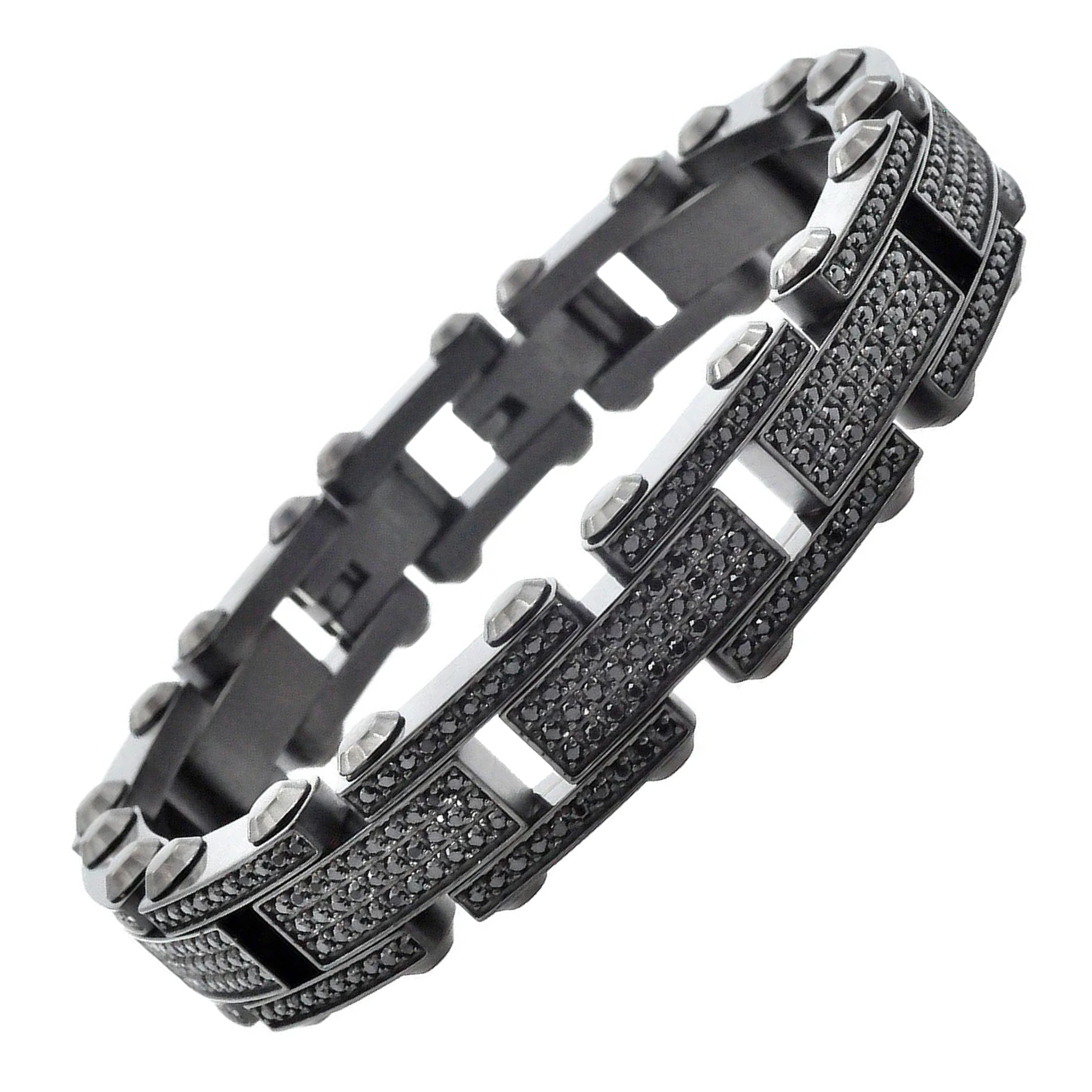 All Black Iced Out Stainless Steel Link Bracelet 579