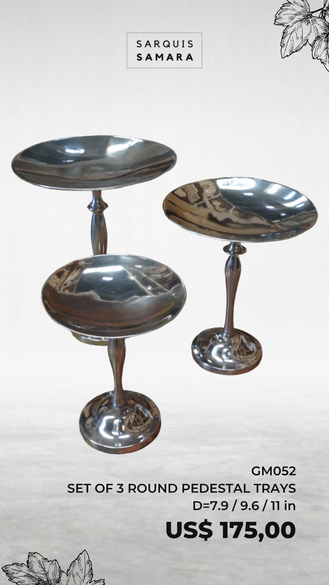 Set of 3 Round Pedestal Trays 611
