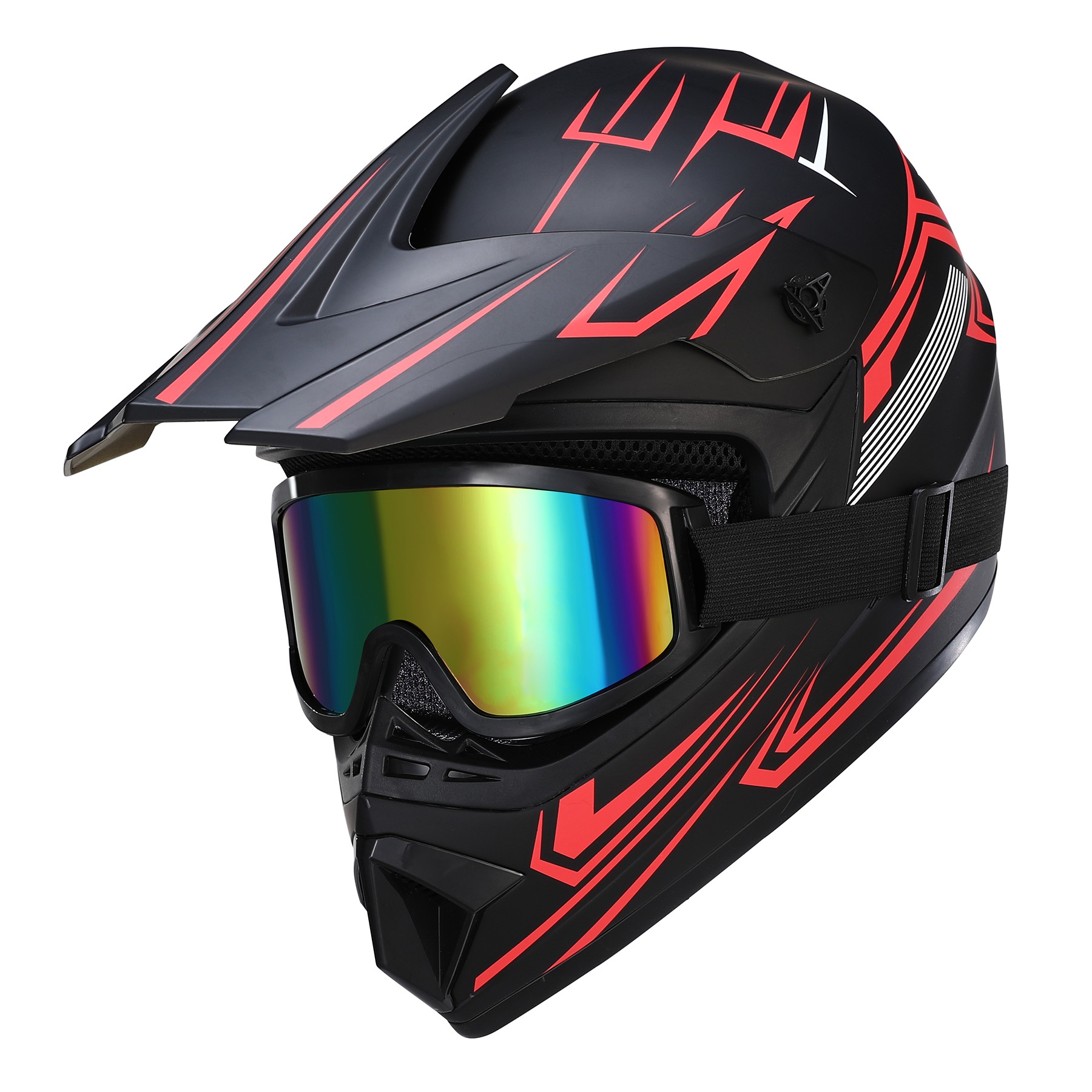 Oryxearth  Off-Road Motorcycle Helmet Set, Green/Red 737