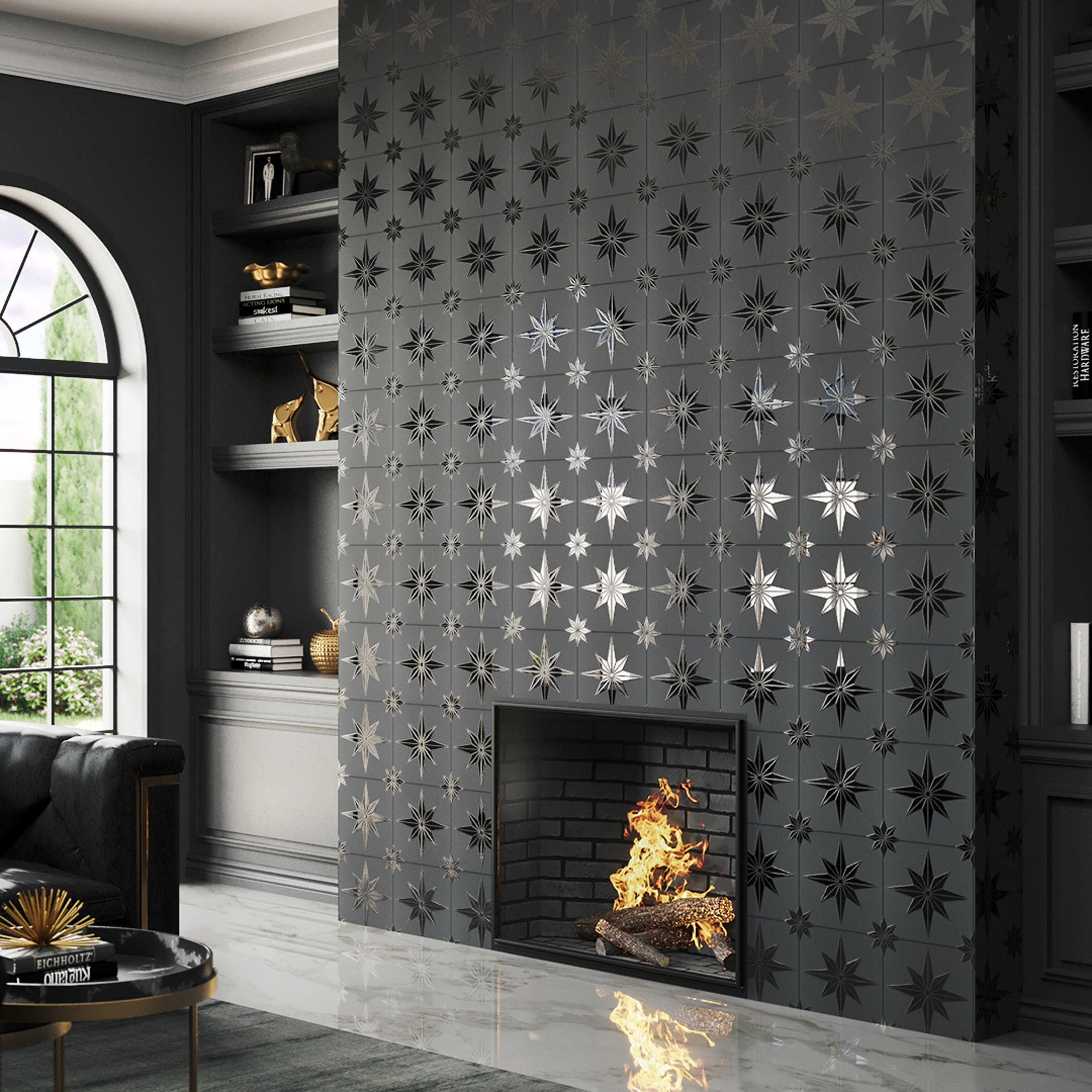 Stella Lustre Midnight 9-3/4 in. x 9-3/4 in. Porcelain Wall Tile 232