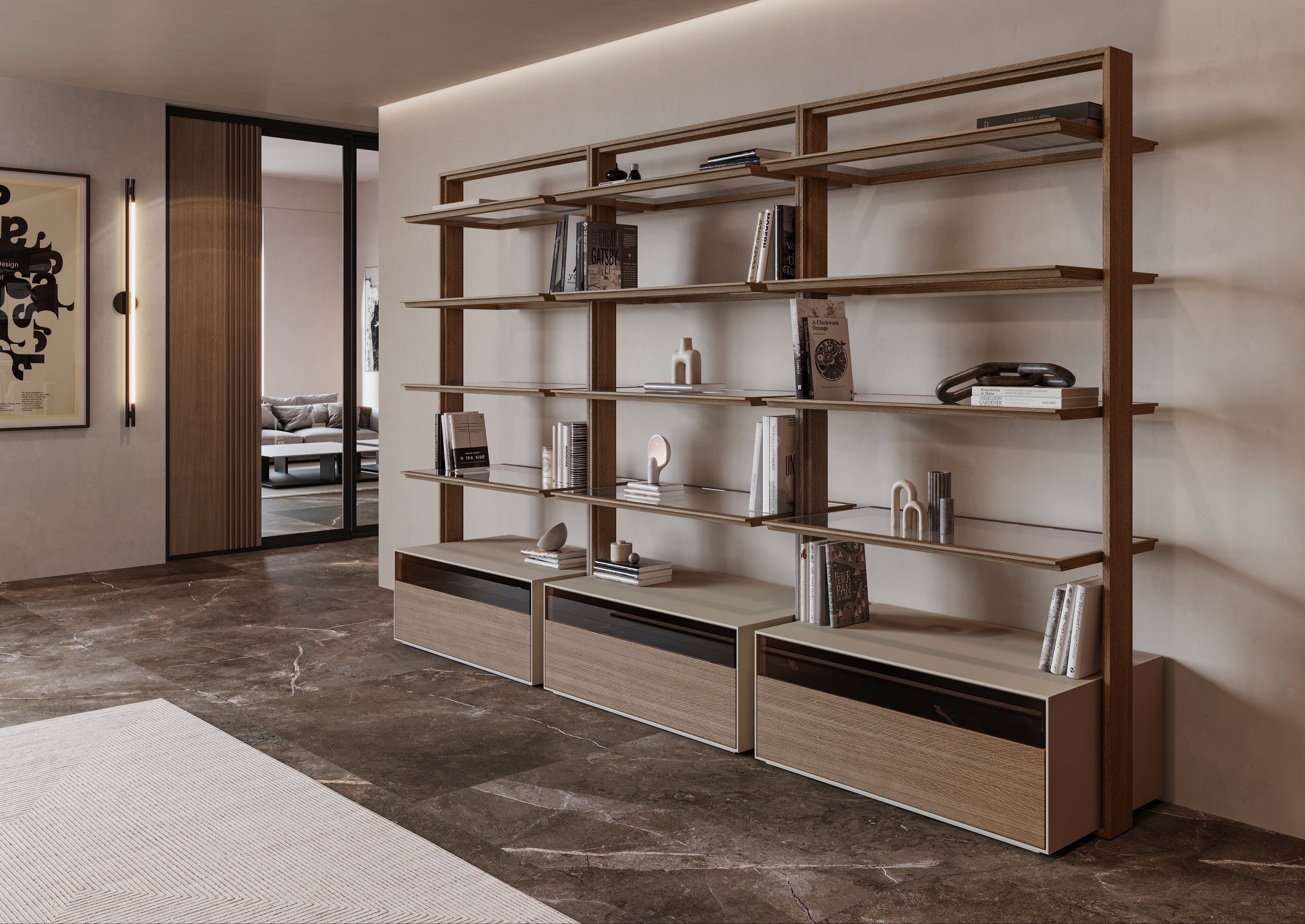 Nara Shelving: finding a proposal  that consolidates craftsmanship, respect  for natural processes, and technology. 292