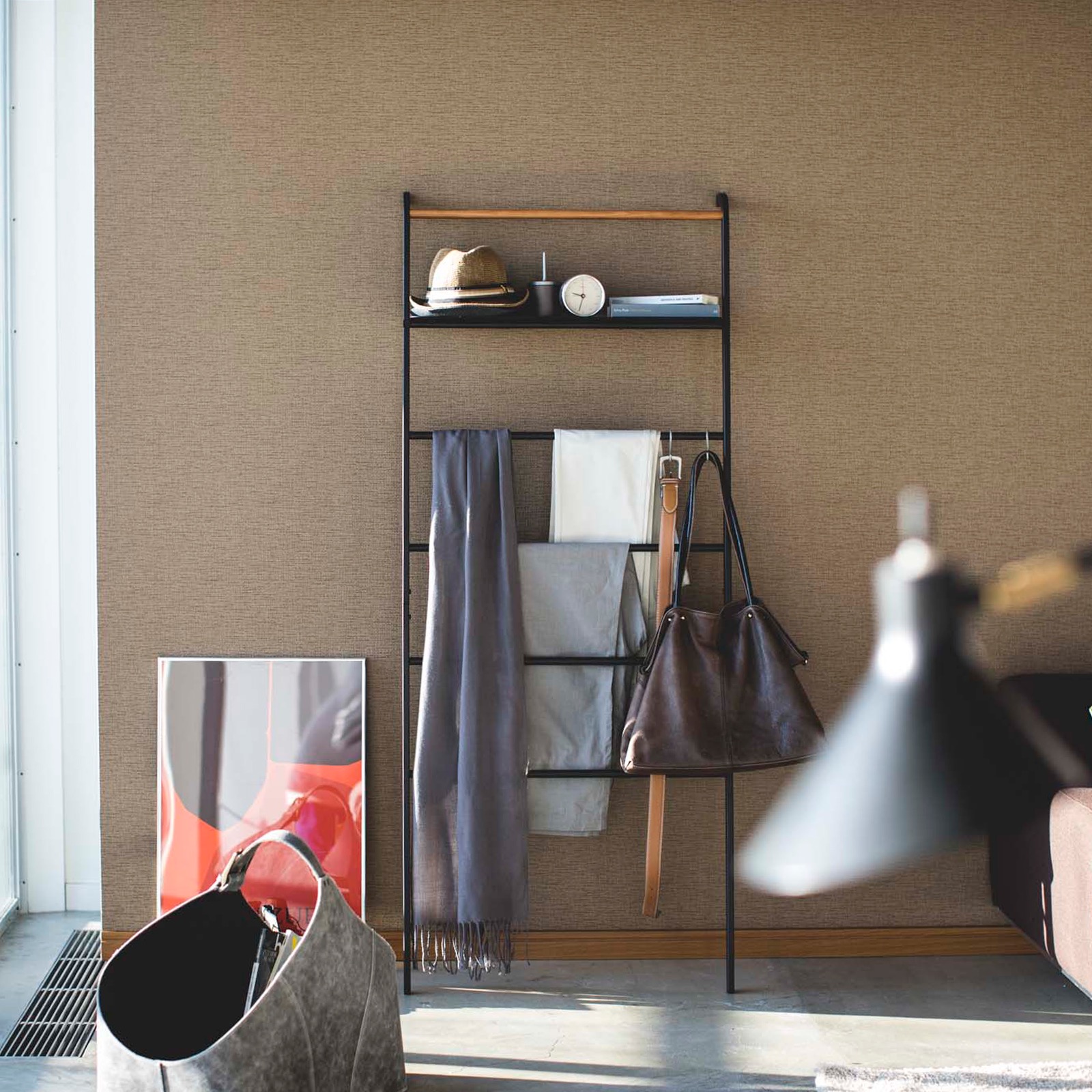 Leaning Storage Ladder With Shelf (63" H) - Steel 494